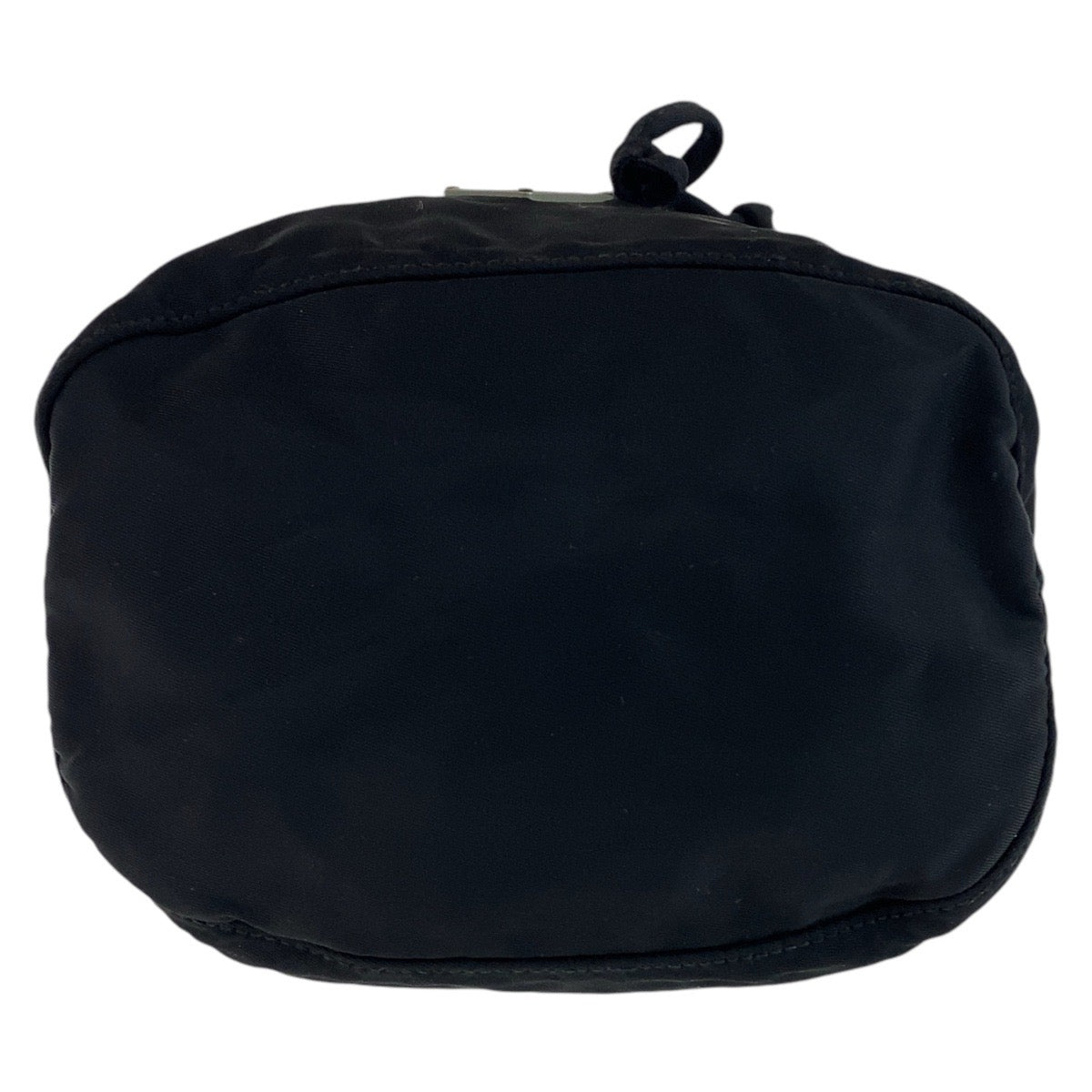 PRADA Tessuto Triangle Logo Plate Black Silver Hardware Nylon Pouch Drawstring Pouch Women's