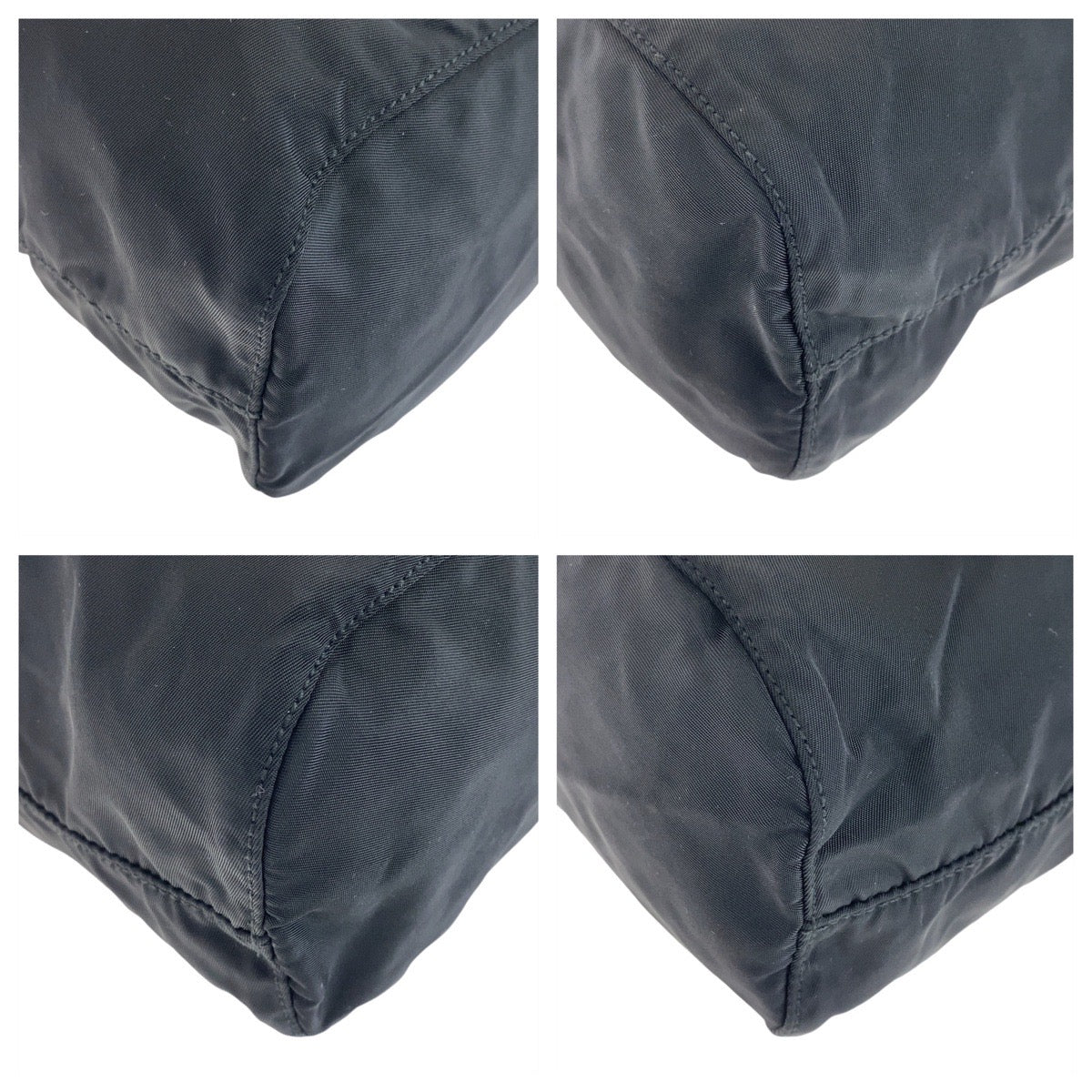 PRADA Tessuto Triangle Logo Plate Black Silver Hardware Nylon Pouch Drawstring Pouch Women's