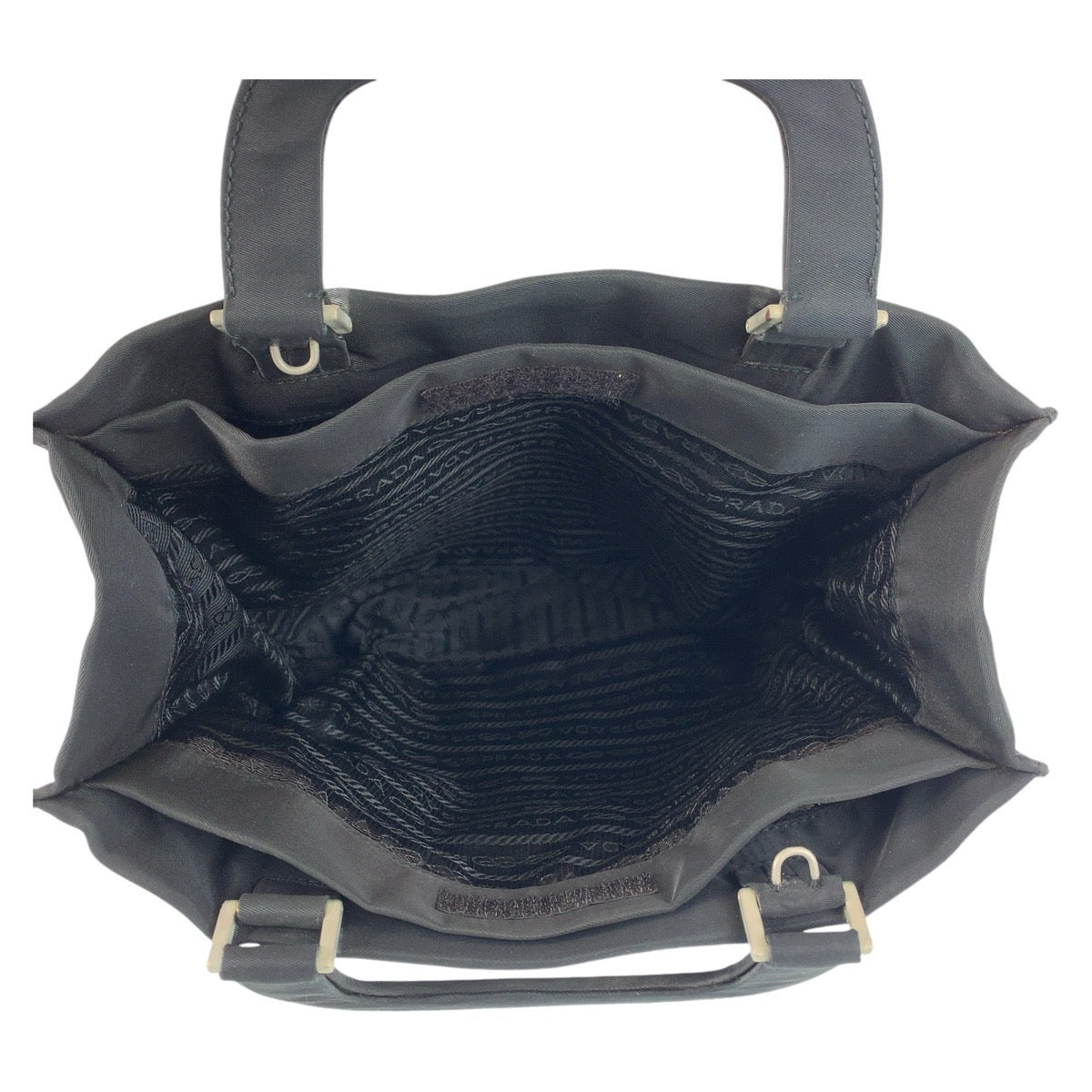 13545
PRADA プラダ ブラック 黒 シルバー金具 ナイロン ハンドバッグ トートバッグ  レディース