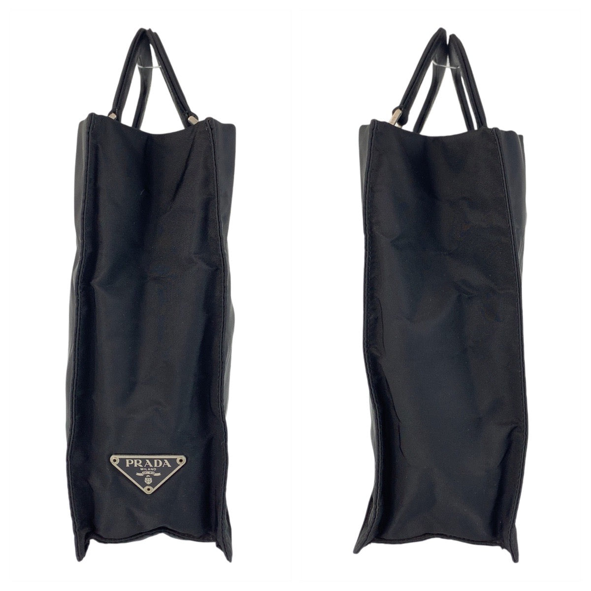 13545
PRADA プラダ ブラック 黒 シルバー金具 ナイロン ハンドバッグ トートバッグ  レディース