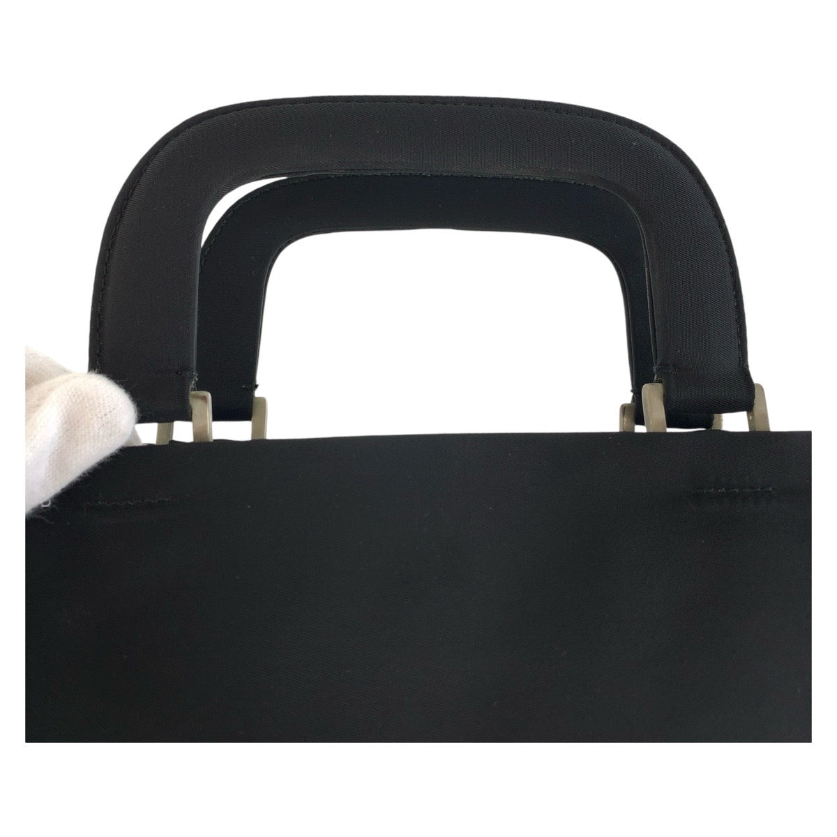 13545
PRADA プラダ ブラック 黒 シルバー金具 ナイロン ハンドバッグ トートバッグ  レディース