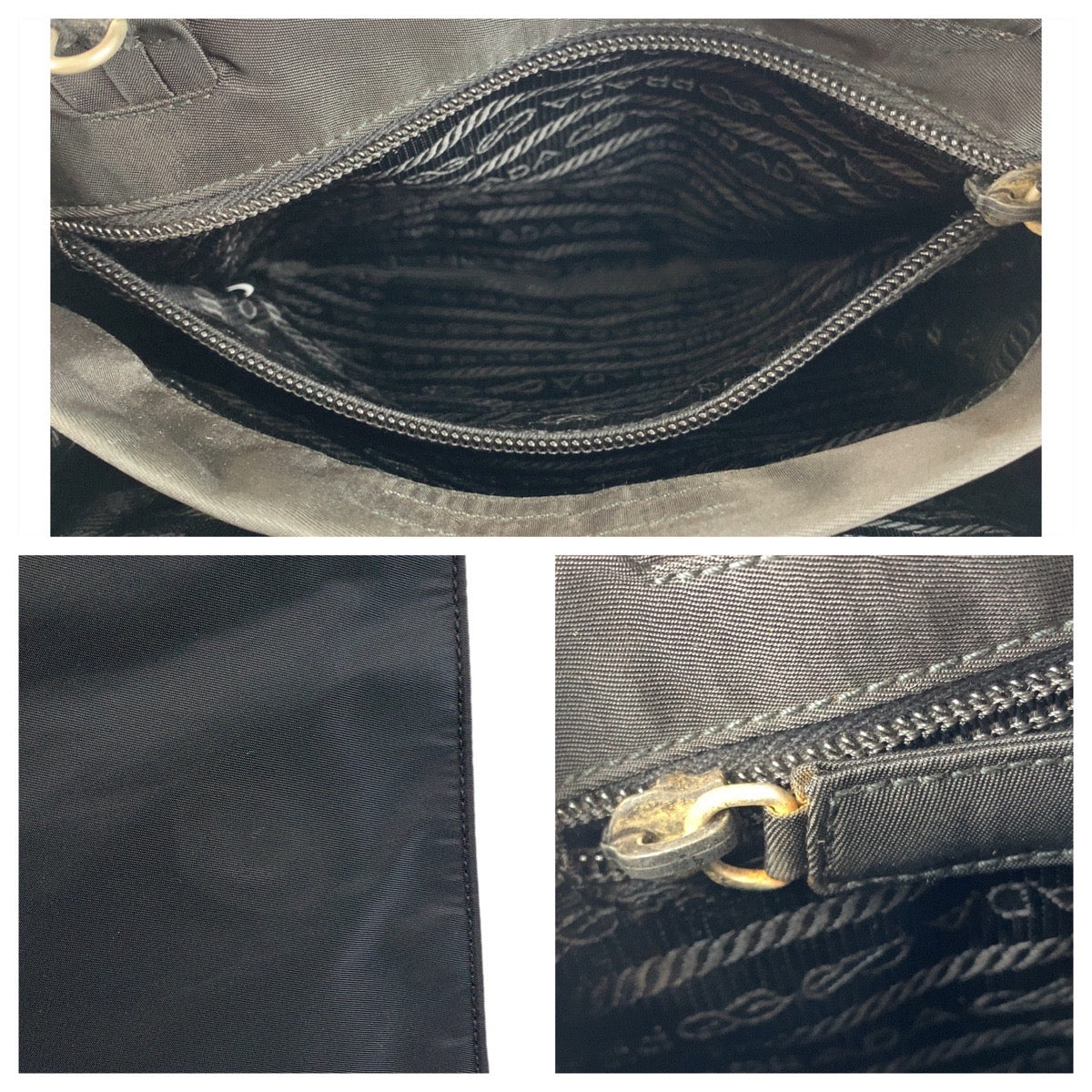 13545
PRADA プラダ ブラック 黒 シルバー金具 ナイロン ハンドバッグ トートバッグ  レディース