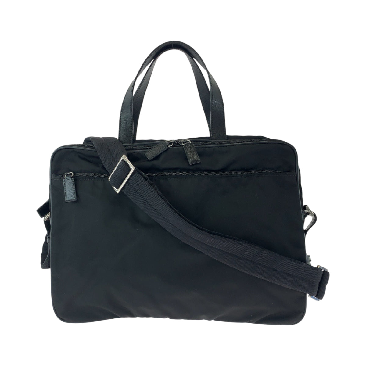 13548
PRADA プラダ テスート 三角ロゴプレート ブラック 黒 シルバー金具 ナイロン ショルダーバッグ ビジネスバッグ 2way  メンズ