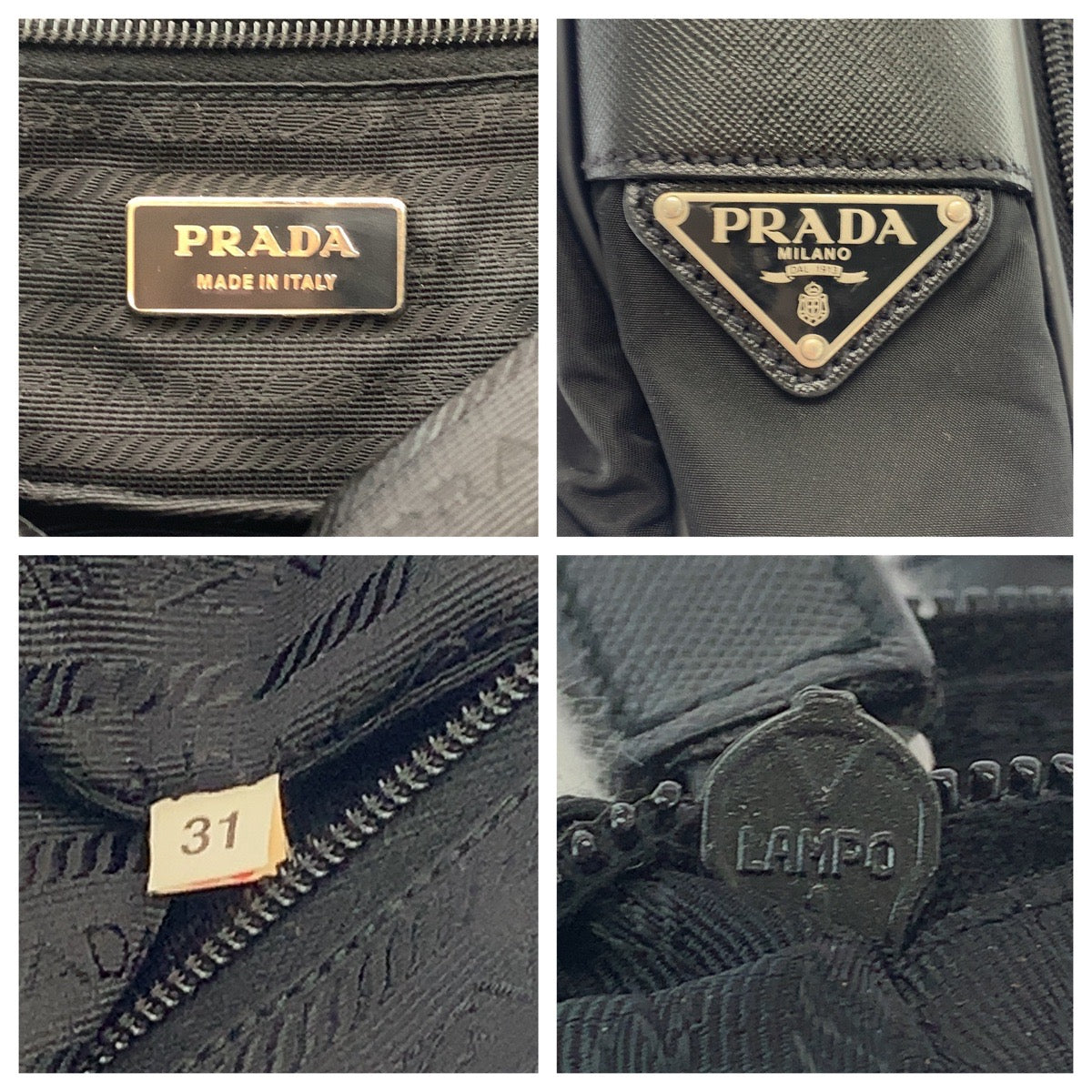 13548
PRADA プラダ テスート 三角ロゴプレート ブラック 黒 シルバー金具 ナイロン ショルダーバッグ ビジネスバッグ 2way  メンズ