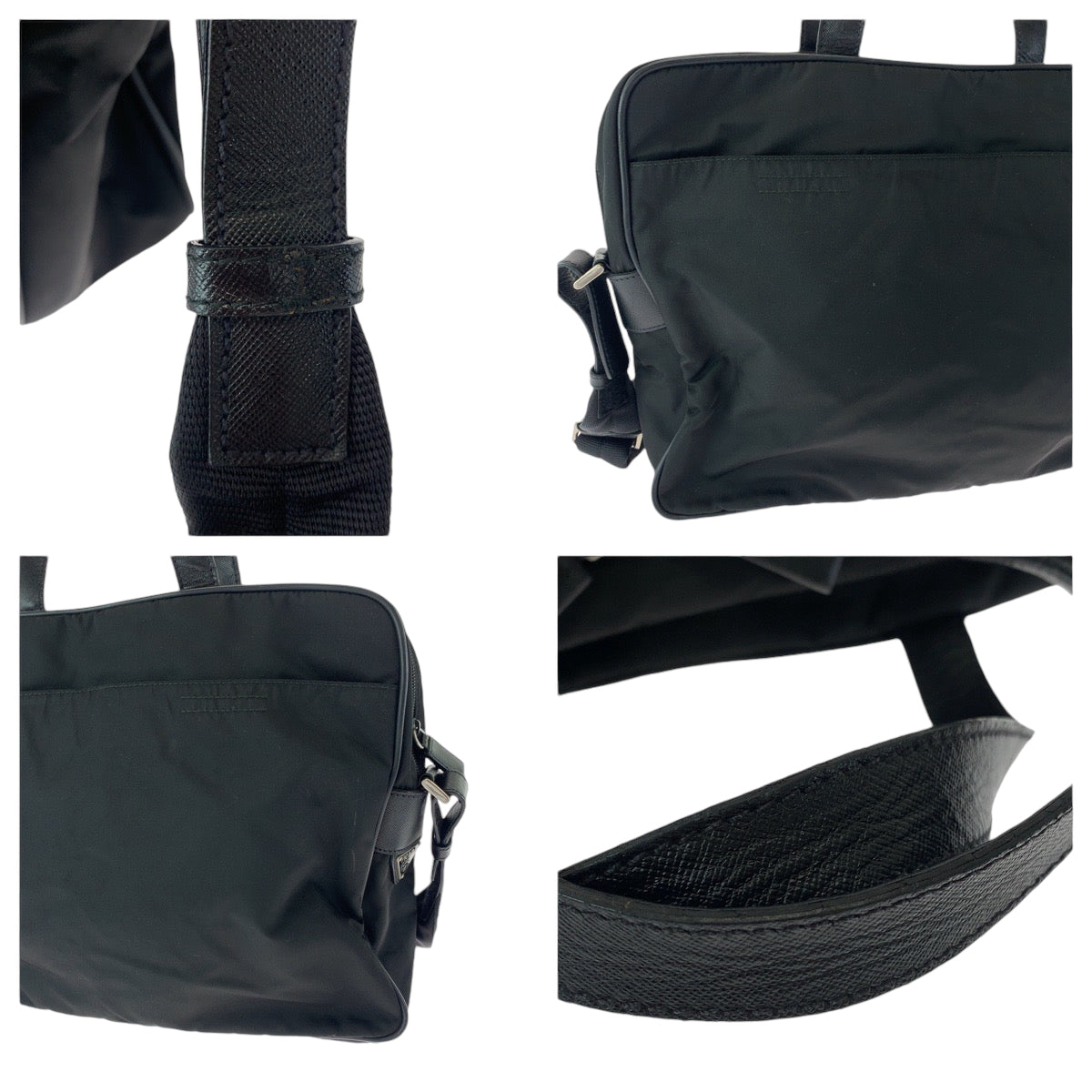 13548
PRADA プラダ テスート 三角ロゴプレート ブラック 黒 シルバー金具 ナイロン ショルダーバッグ ビジネスバッグ 2way  メンズ