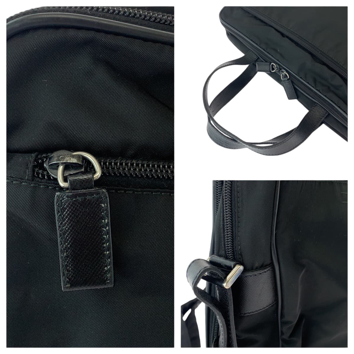 13548
PRADA プラダ テスート 三角ロゴプレート ブラック 黒 シルバー金具 ナイロン ショルダーバッグ ビジネスバッグ 2way  メンズ