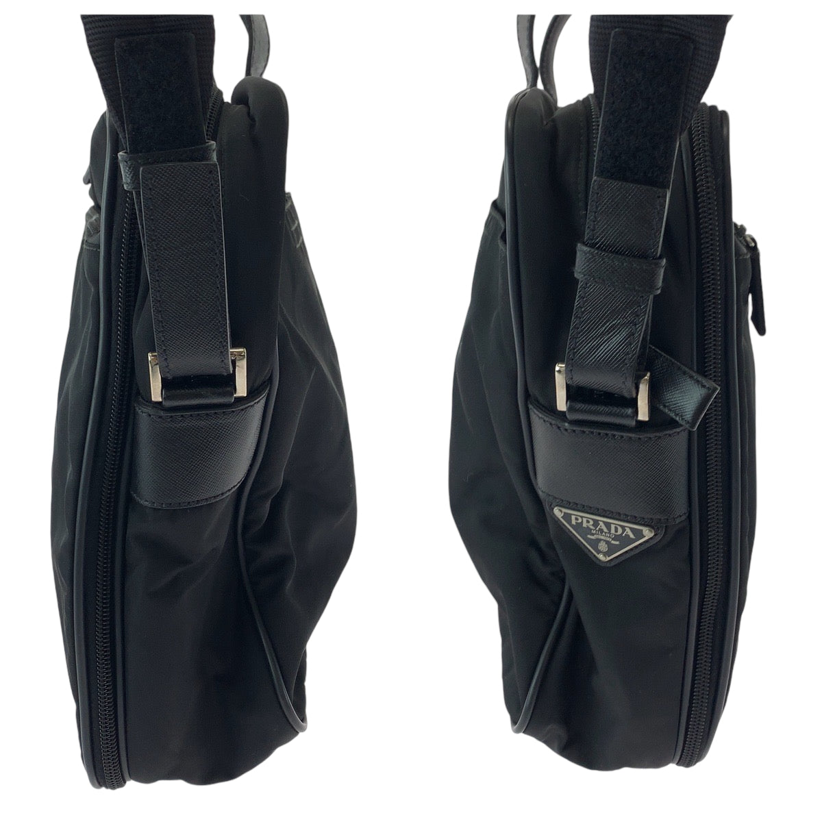 13548
PRADA プラダ テスート 三角ロゴプレート ブラック 黒 シルバー金具 ナイロン ショルダーバッグ ビジネスバッグ 2way  メンズ