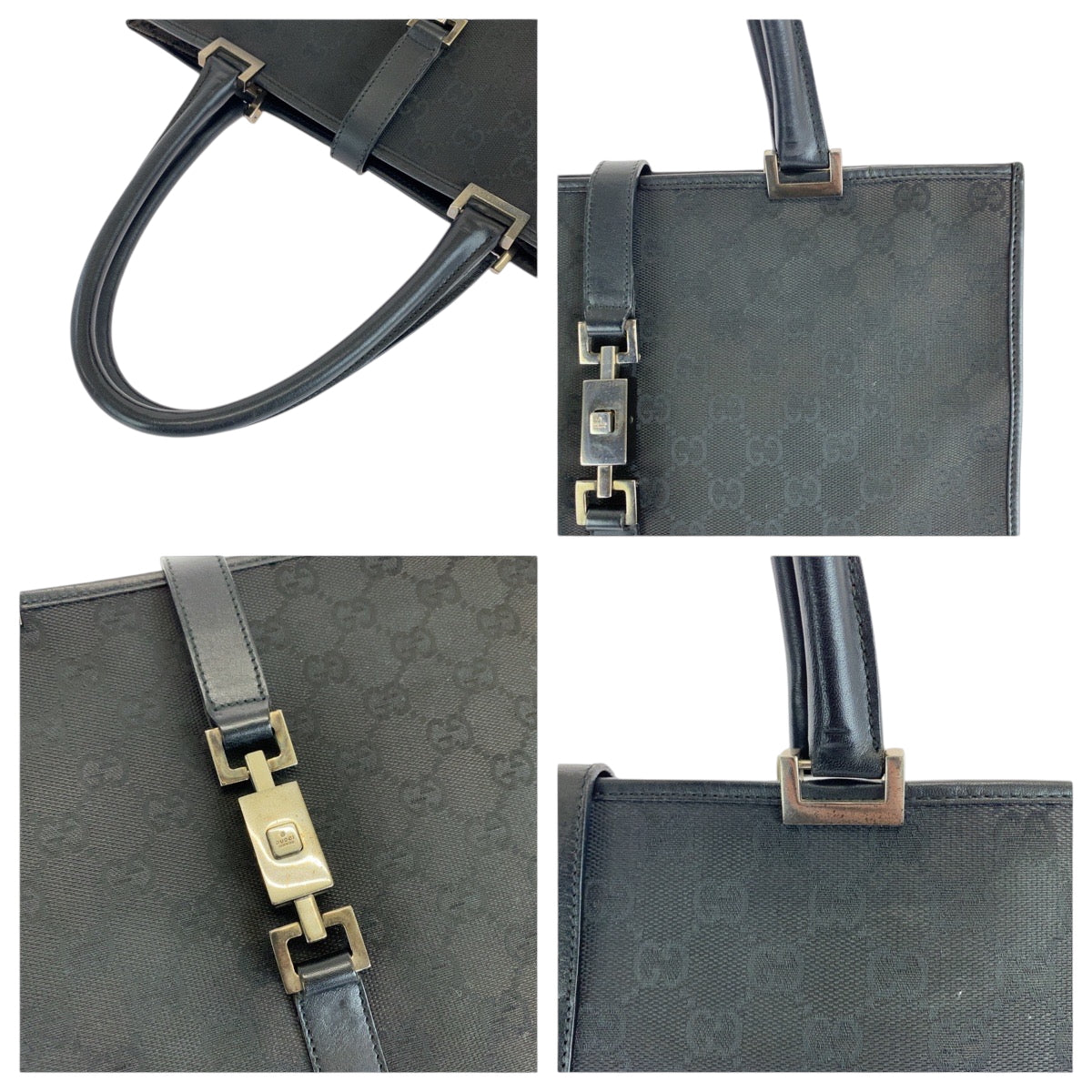 14111
GUCCI グッチ ジャッキー ブラック 黒 シルバー金具 GGキャンバス 002 1064 トートバッグ ハンドバッグ  レディース ABP29