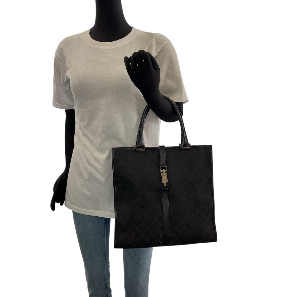 14111
GUCCI グッチ ジャッキー ブラック 黒 シルバー金具 GGキャンバス 002 1064 トートバッグ ハンドバッグ  レディース ABP29