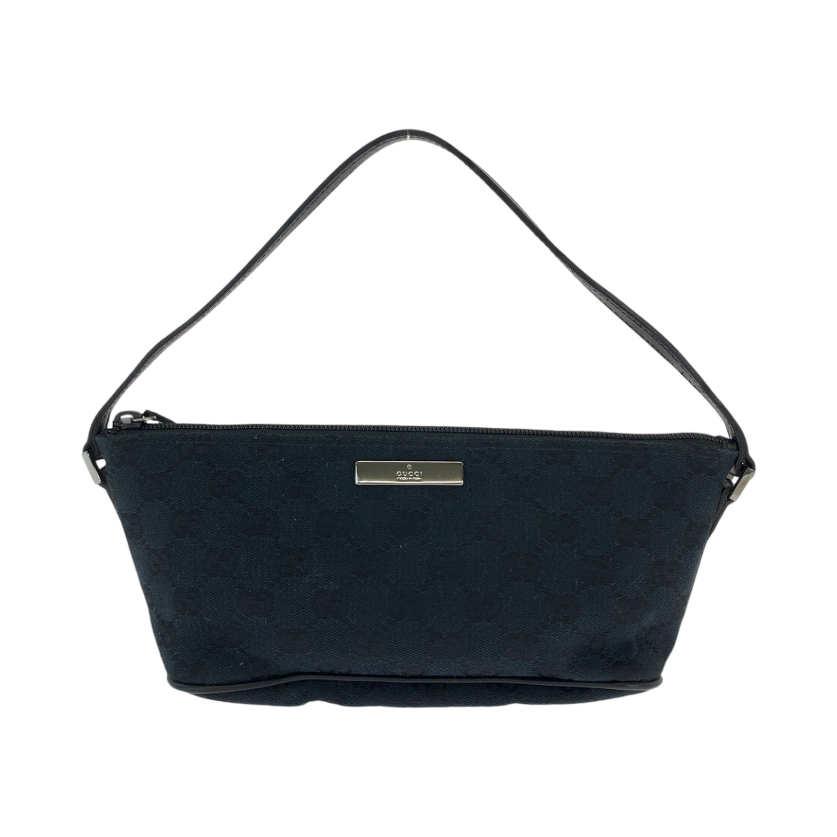 13547
GUCCI グッチ ブラック 黒 シルバー金具 GGキャンバス ハンドバッグ アクセサリーポーチ  レディース
