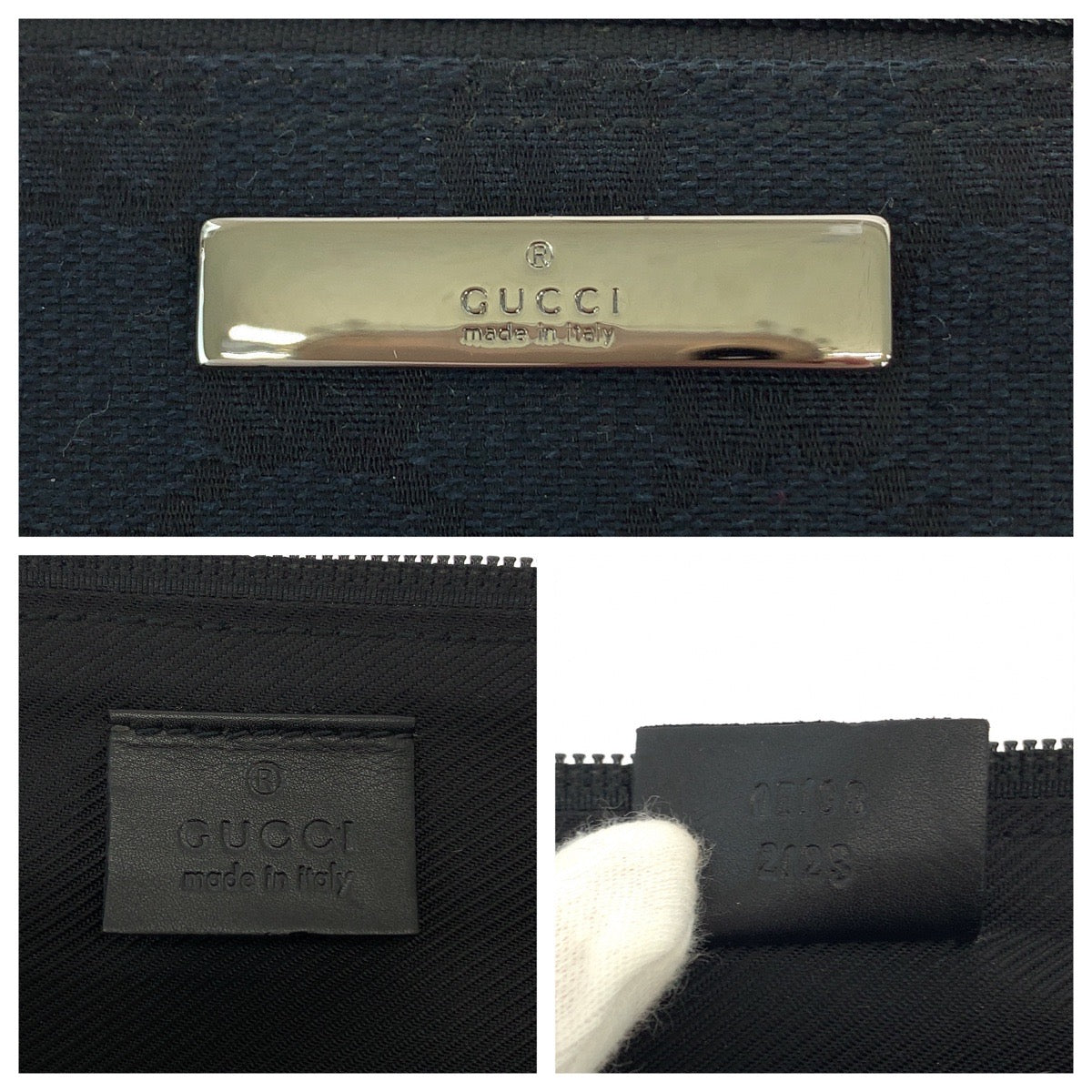 13547
GUCCI グッチ ブラック 黒 シルバー金具 GGキャンバス ハンドバッグ アクセサリーポーチ  レディース