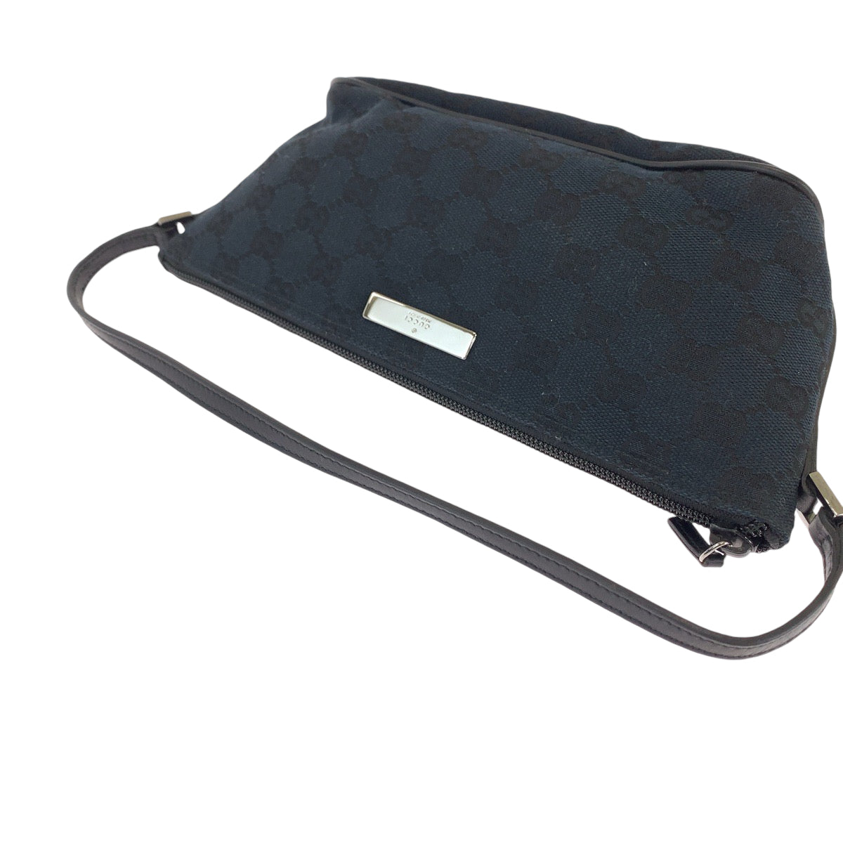 13547
GUCCI グッチ ブラック 黒 シルバー金具 GGキャンバス ハンドバッグ アクセサリーポーチ  レディース