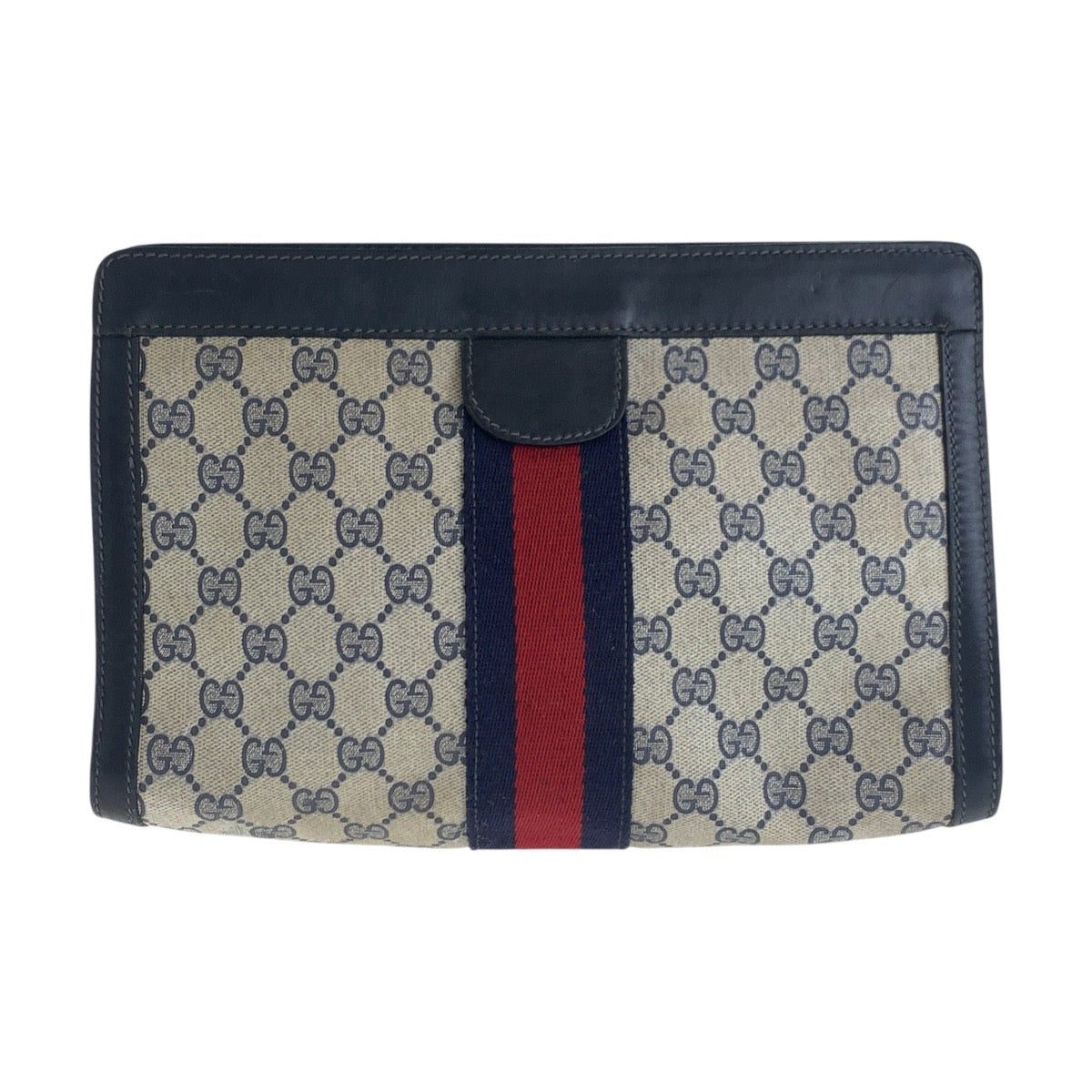14112
GUCCI グッチ シェリーライン ネイビー マルチカラー GGスプリームキャンバス クラッチバッグ セカンドバッグ  メンズ