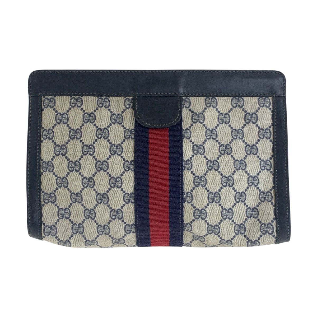 14112
GUCCI グッチ シェリーライン ネイビー マルチカラー GGスプリームキャンバス クラッチバッグ セカンドバッグ  メンズ