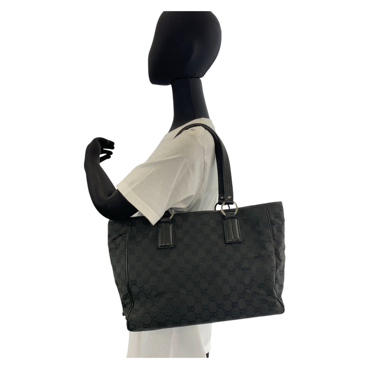 14113
GUCCI グッチ ブラック 黒 GGキャンバス / レザー 113017 トートバッグ ショルダーバッグ  レディース