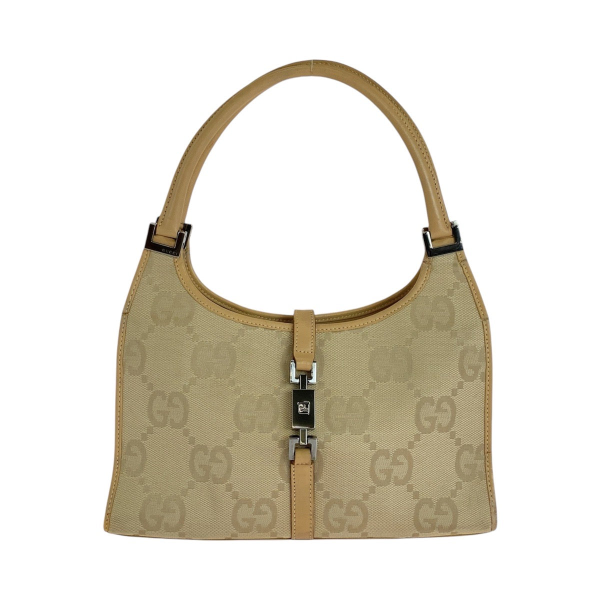 14114
GUCCI グッチ ジャッキー ベージュ シルバー金具 GGキャンバス / レザー 002 1068 ショルダーバッグ  レディース