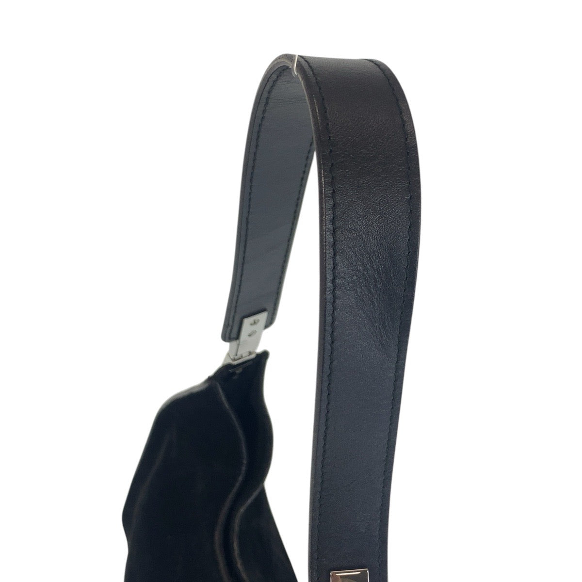 14115
GUCCI グッチ ブラック 黒 シルバー金具 スウェード / レザー 001 3767 ショルダーバッグ ホーボー  レディース