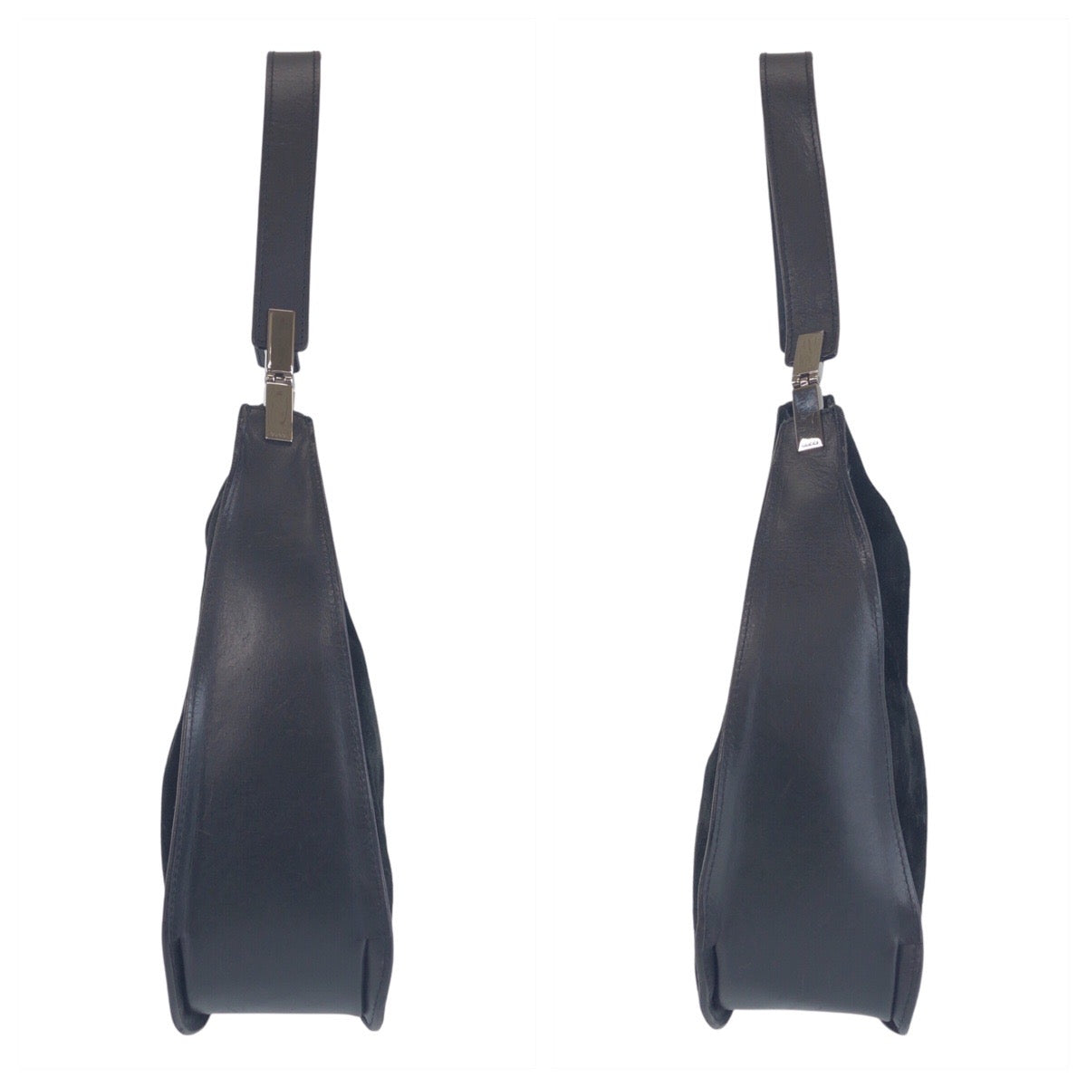 14115
GUCCI グッチ ブラック 黒 シルバー金具 スウェード / レザー 001 3767 ショルダーバッグ ホーボー  レディース