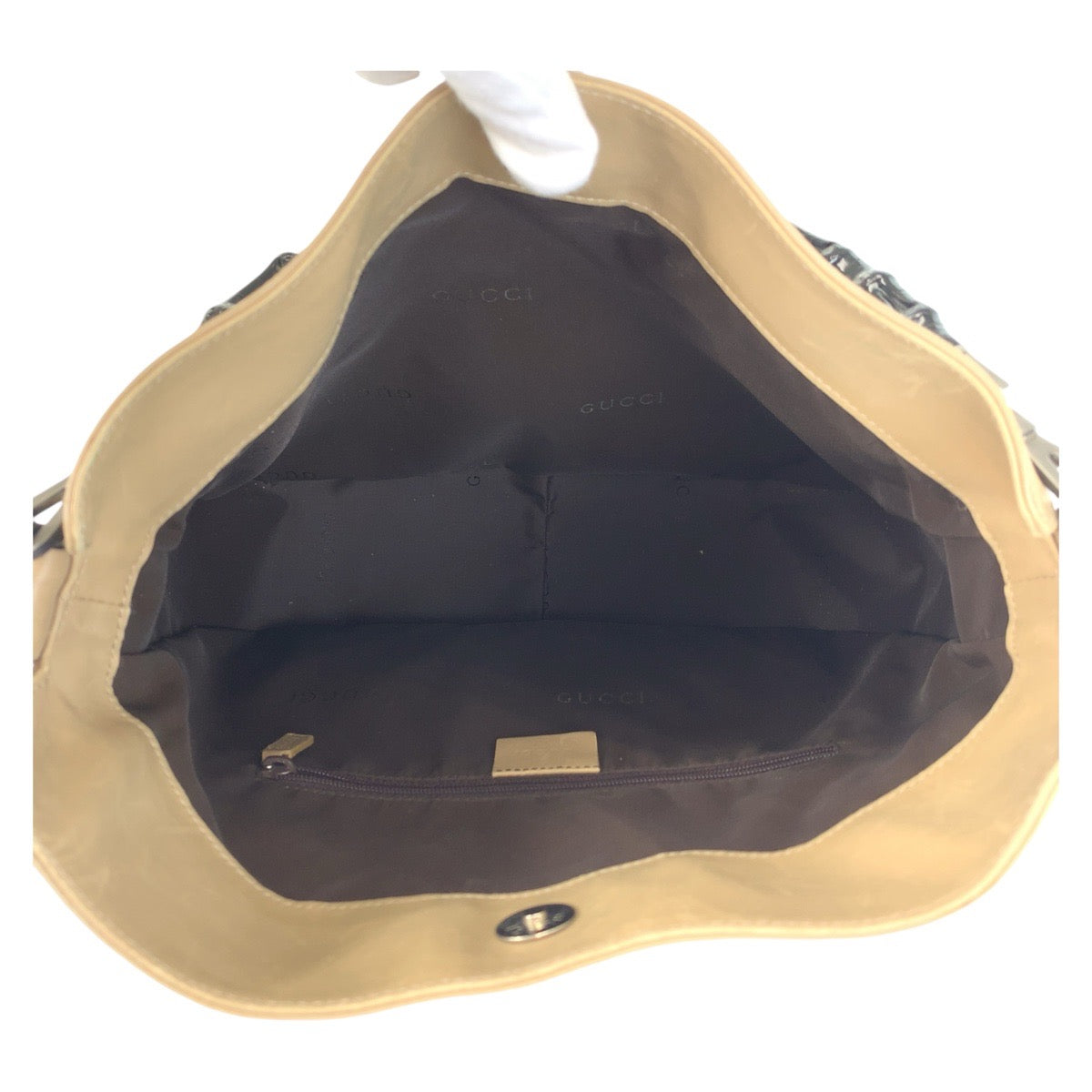 13549
GUCCI グッチ バンブー ベージュ ガンメタ金具 レザー / バンブー 001 1638 ハンドバッグ  レディース