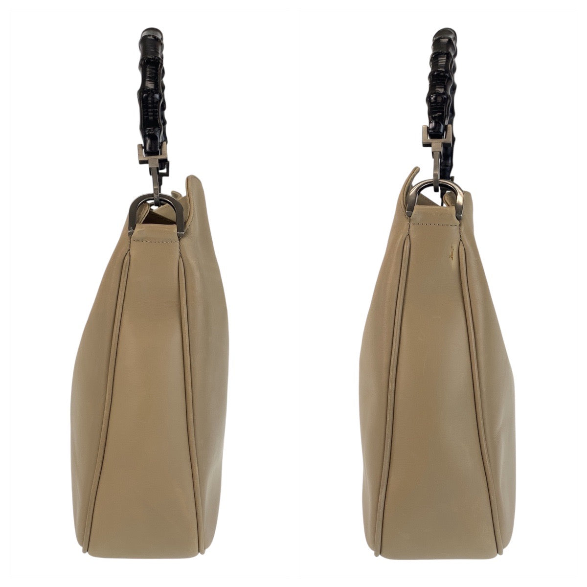 13549
GUCCI グッチ バンブー ベージュ ガンメタ金具 レザー / バンブー 001 1638 ハンドバッグ  レディース