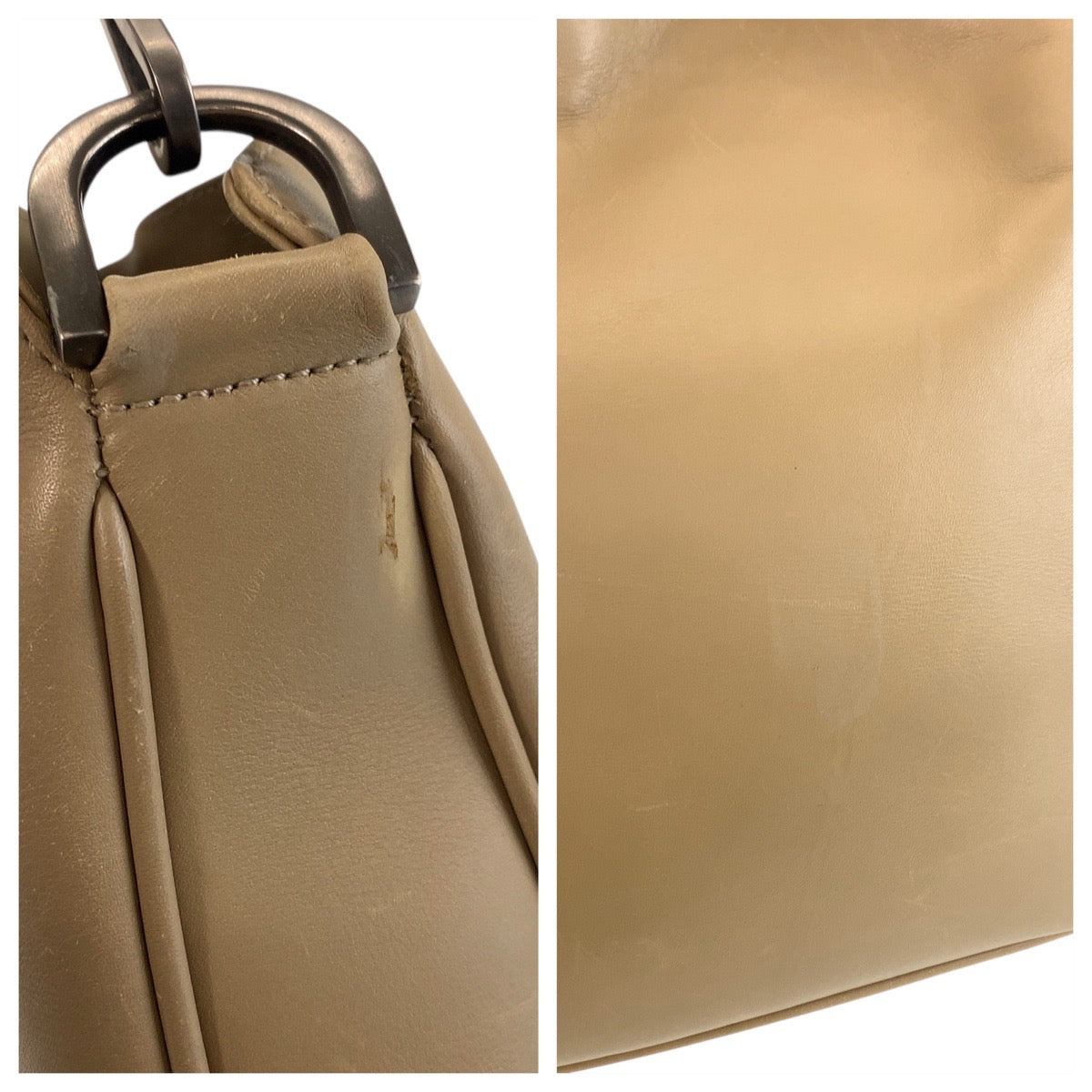 13549
GUCCI グッチ バンブー ベージュ ガンメタ金具 レザー / バンブー 001 1638 ハンドバッグ  レディース