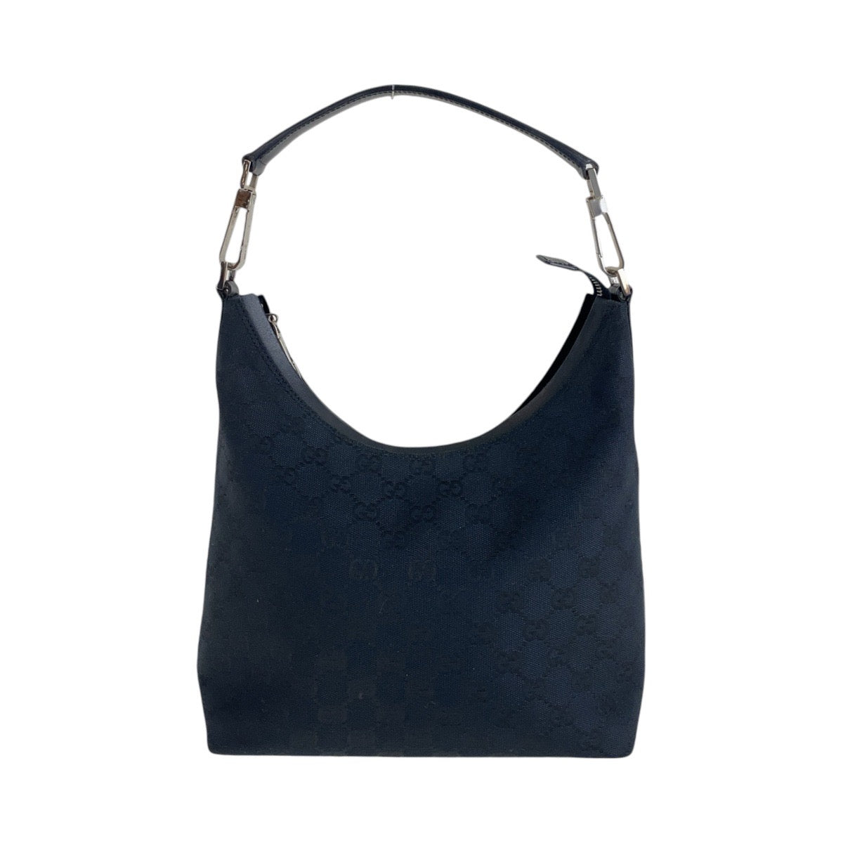 13551
GUCCI グッチ ブラック 黒 シルバー金具 GGキャンバス / レザー 000 0602 ホーボー ショルダーバッグ  レディース