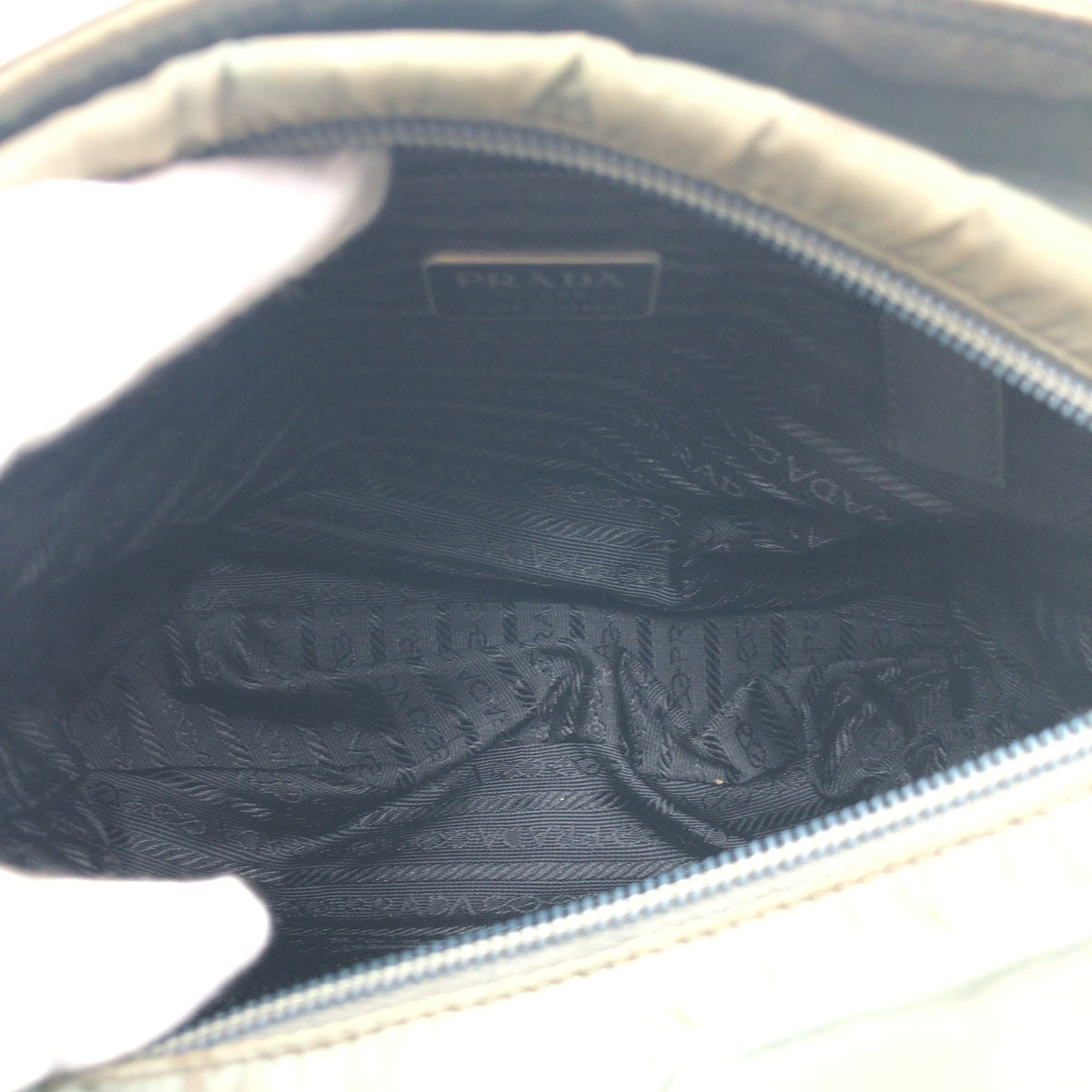 PRADA Prada Triangle Logo Khaki Nylon Tote Bag Handbag for Women