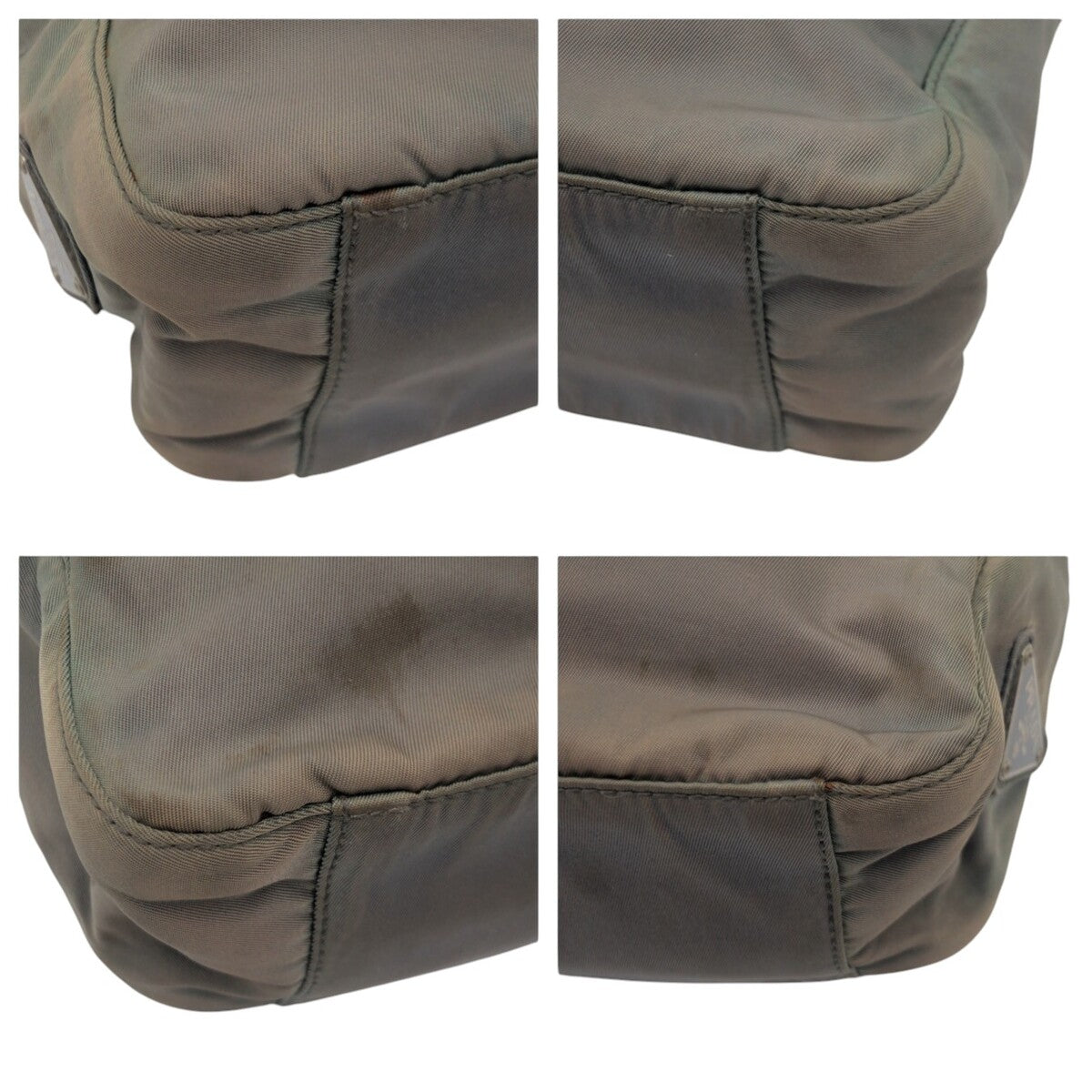 PRADA Prada Triangle Logo Khaki Nylon Tote Bag Handbag for Women