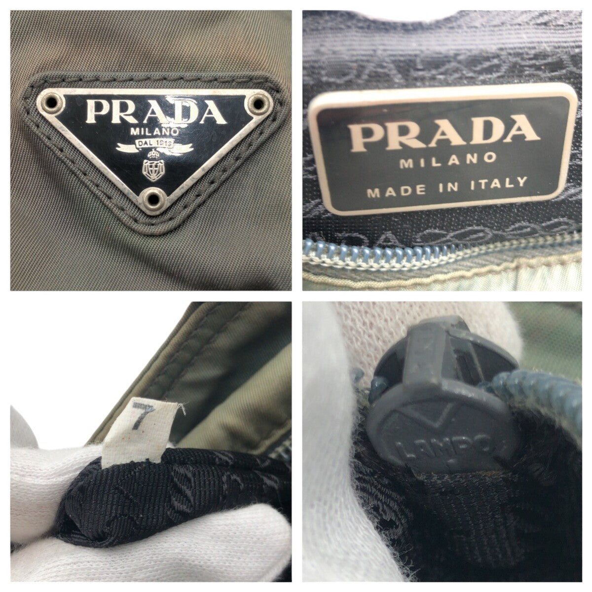 PRADA Prada Triangle Logo Khaki Nylon Tote Bag Handbag for Women