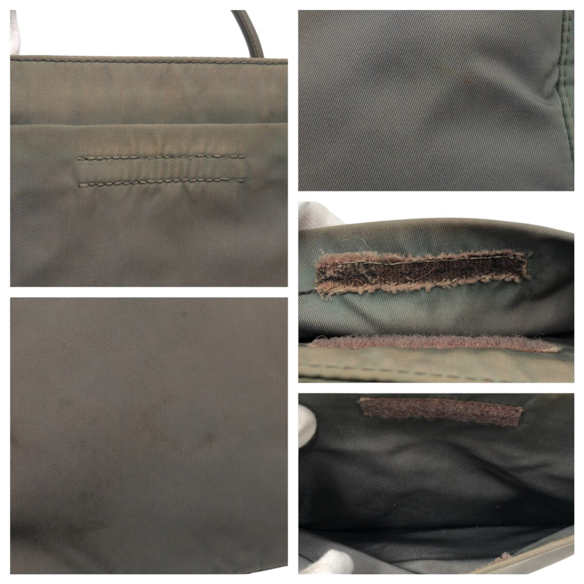 PRADA Prada Triangle Logo Khaki Nylon Tote Bag Handbag for Women