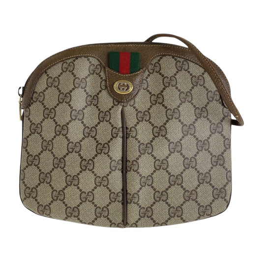 13552
GUCCI グッチ ヴィンテージ オールドグッチ シェリーライン ベージュ ゴールド金具 GGスプリームキャンバス / レザー 904 02 047 斜め掛け ショルダーバッグ クラッチバッグ  レディース