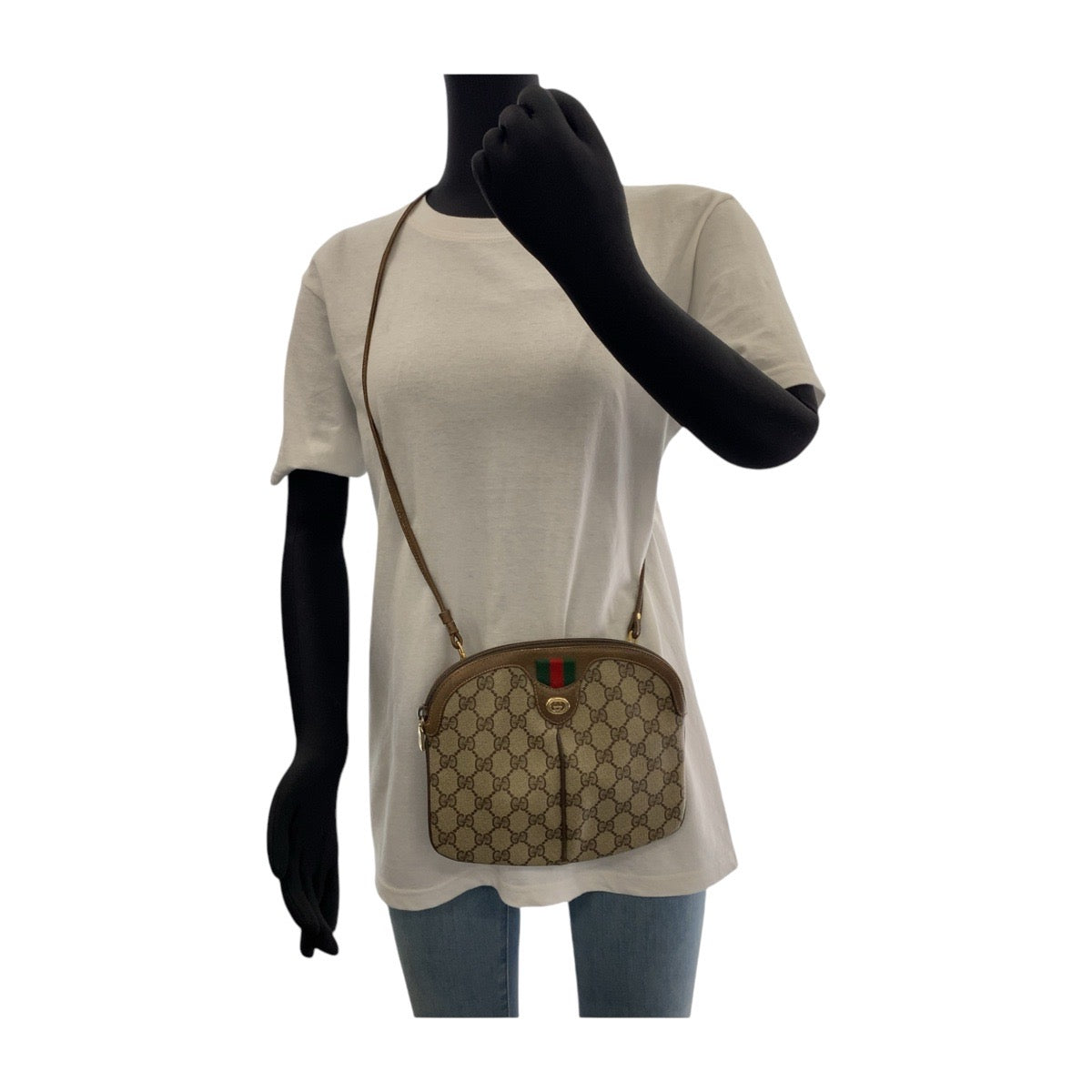 13552
GUCCI グッチ ヴィンテージ オールドグッチ シェリーライン ベージュ ゴールド金具 GGスプリームキャンバス / レザー 904 02 047 斜め掛け ショルダーバッグ クラッチバッグ  レディース