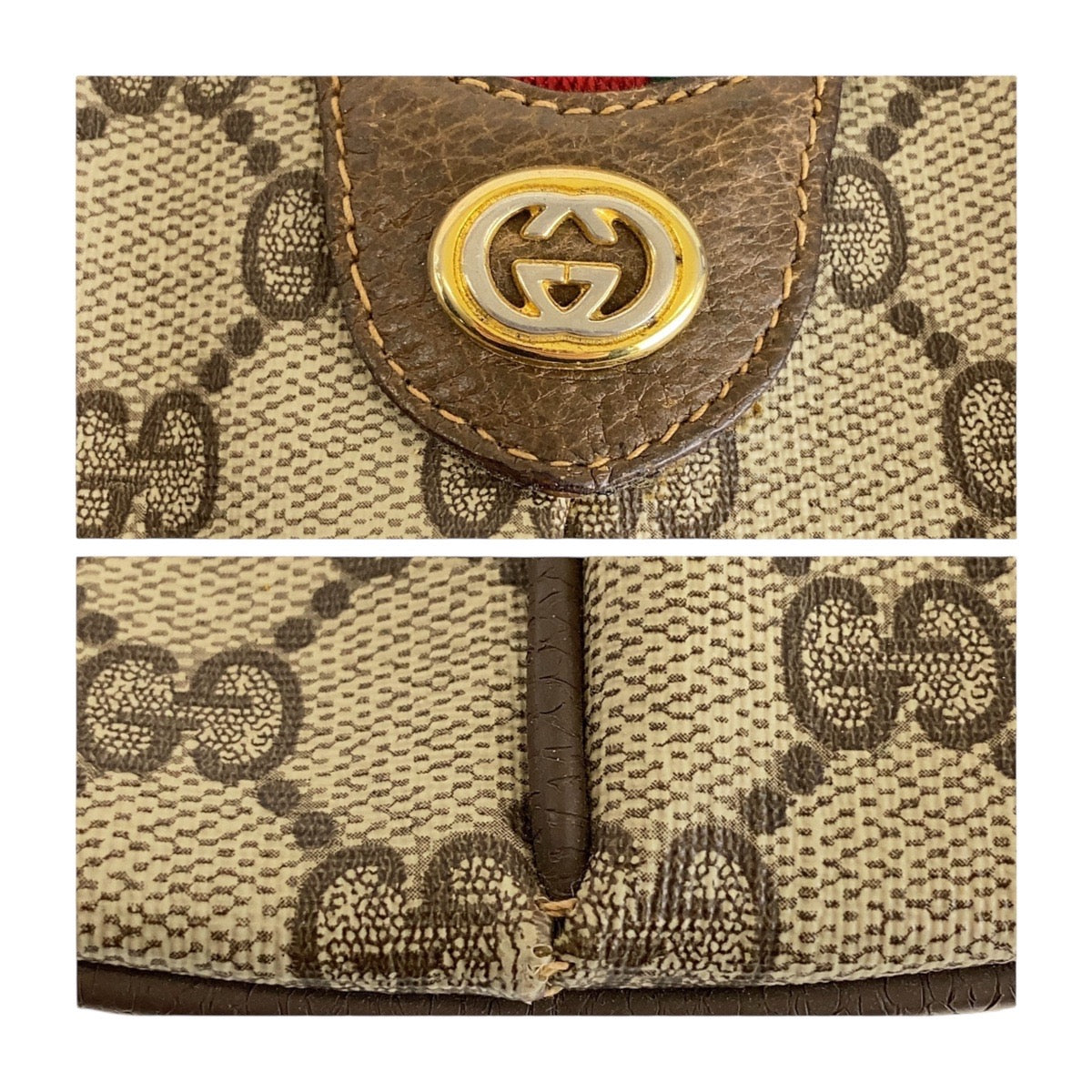 13552
GUCCI グッチ ヴィンテージ オールドグッチ シェリーライン ベージュ ゴールド金具 GGスプリームキャンバス / レザー 904 02 047 斜め掛け ショルダーバッグ クラッチバッグ  レディース