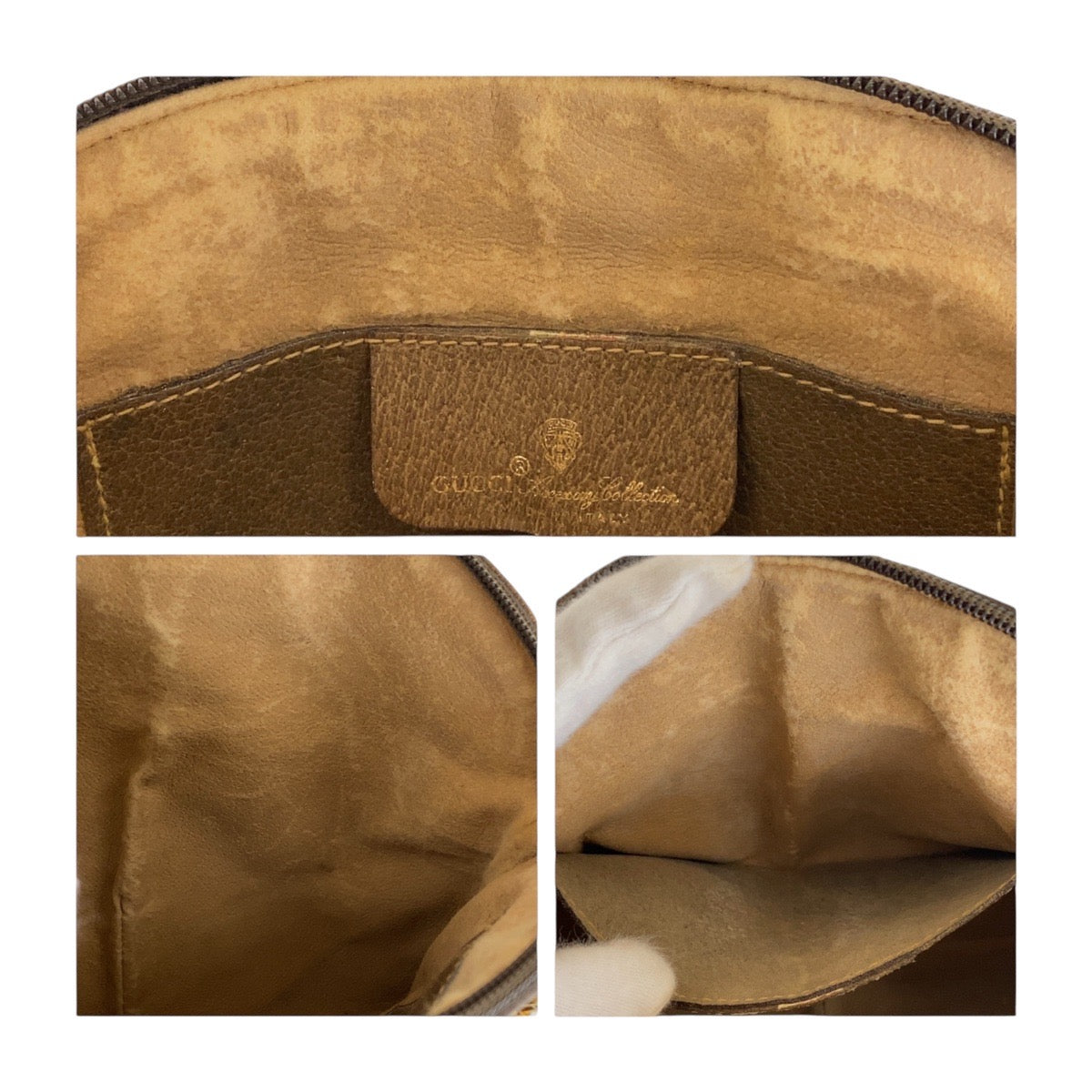 13552
GUCCI グッチ ヴィンテージ オールドグッチ シェリーライン ベージュ ゴールド金具 GGスプリームキャンバス / レザー 904 02 047 斜め掛け ショルダーバッグ クラッチバッグ  レディース