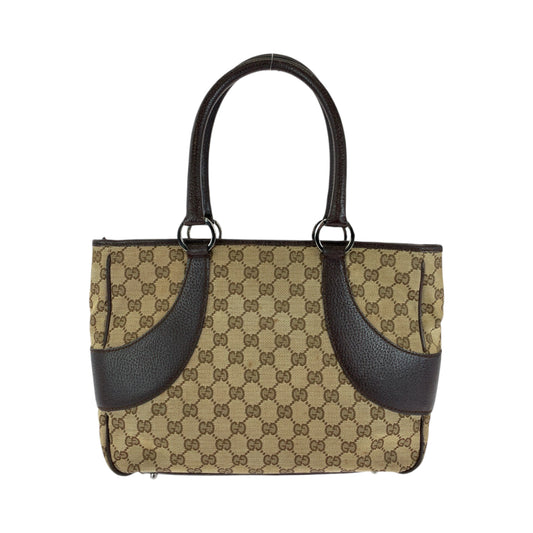 13553
GUCCI グッチ ブラウン ベージュ シルバー金具 GGキャンバス 113011 トートバッグ ショルダーバッグ  レディース
