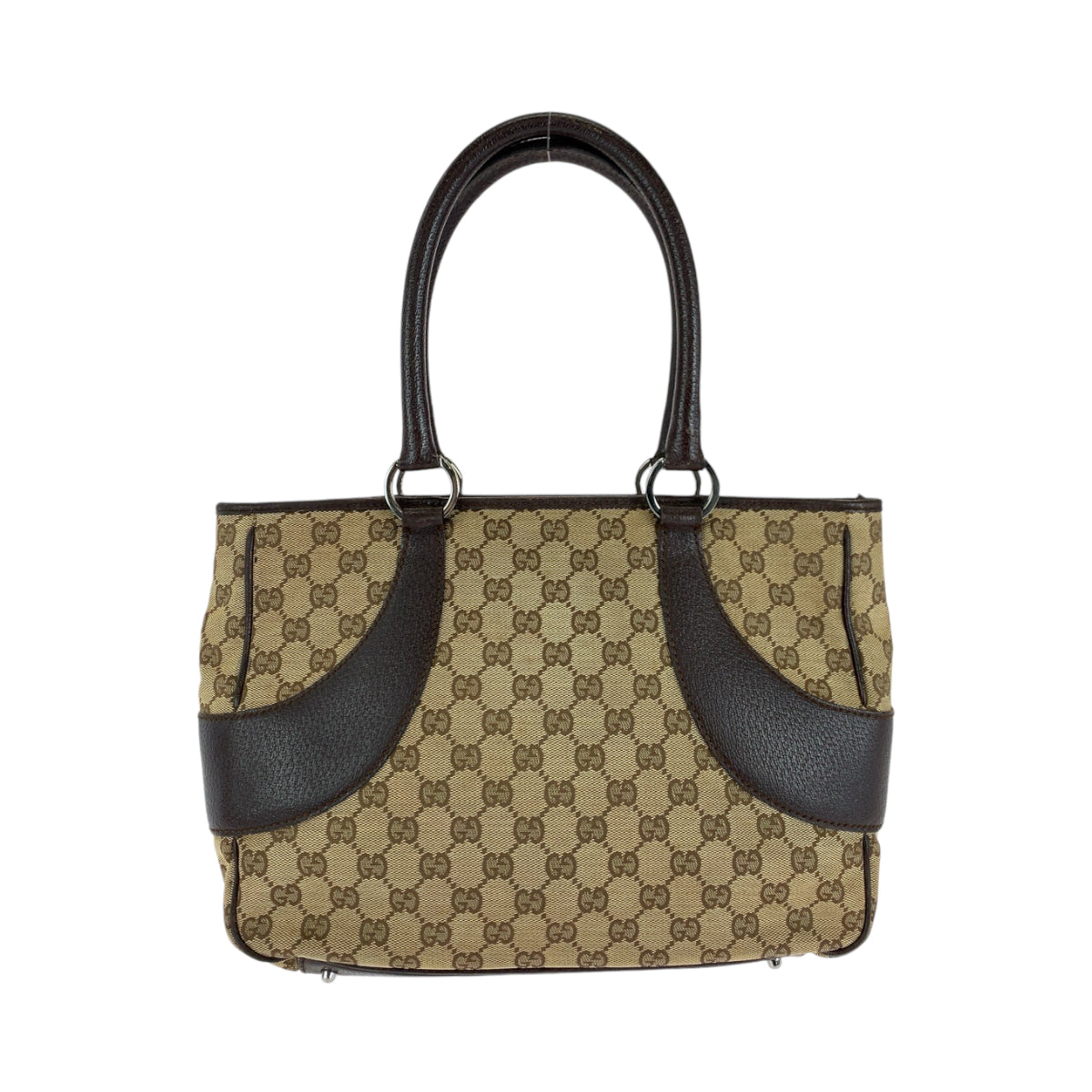 13553
GUCCI グッチ ブラウン ベージュ シルバー金具 GGキャンバス 113011 トートバッグ ショルダーバッグ  レディース