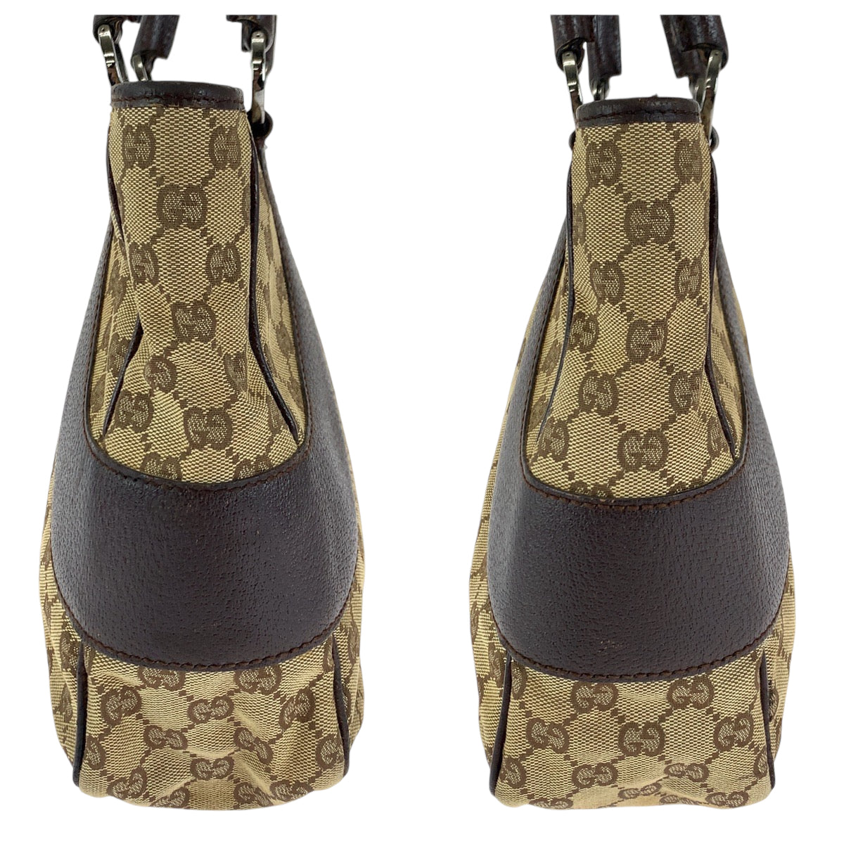 13553
GUCCI グッチ ブラウン ベージュ シルバー金具 GGキャンバス 113011 トートバッグ ショルダーバッグ  レディース