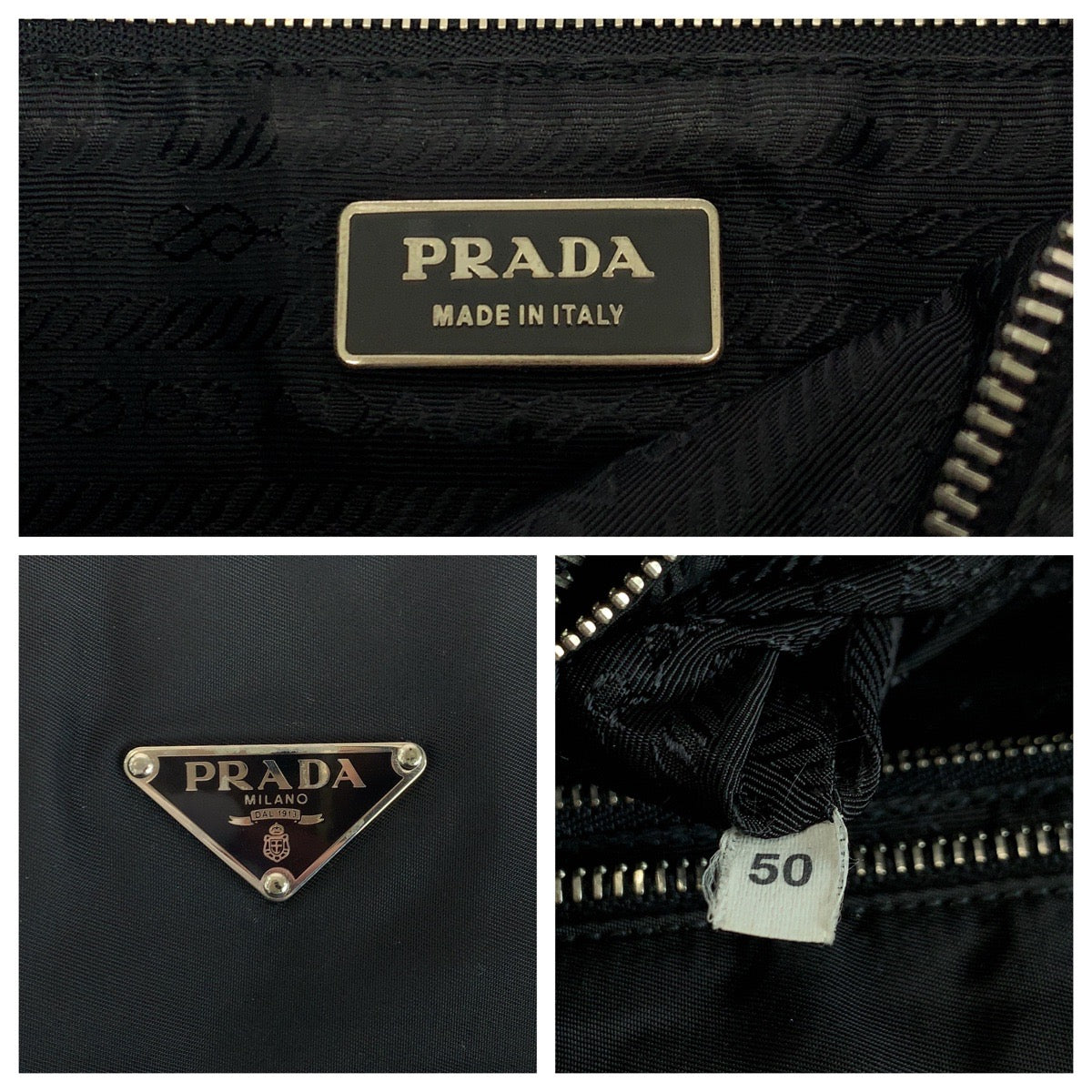 13555
PRADA プラダ テスート 三角ロゴプレート ブラック 黒 シルバー金具 ナイロン トートバッグ ショルダーバッグ  レディース ABP39
