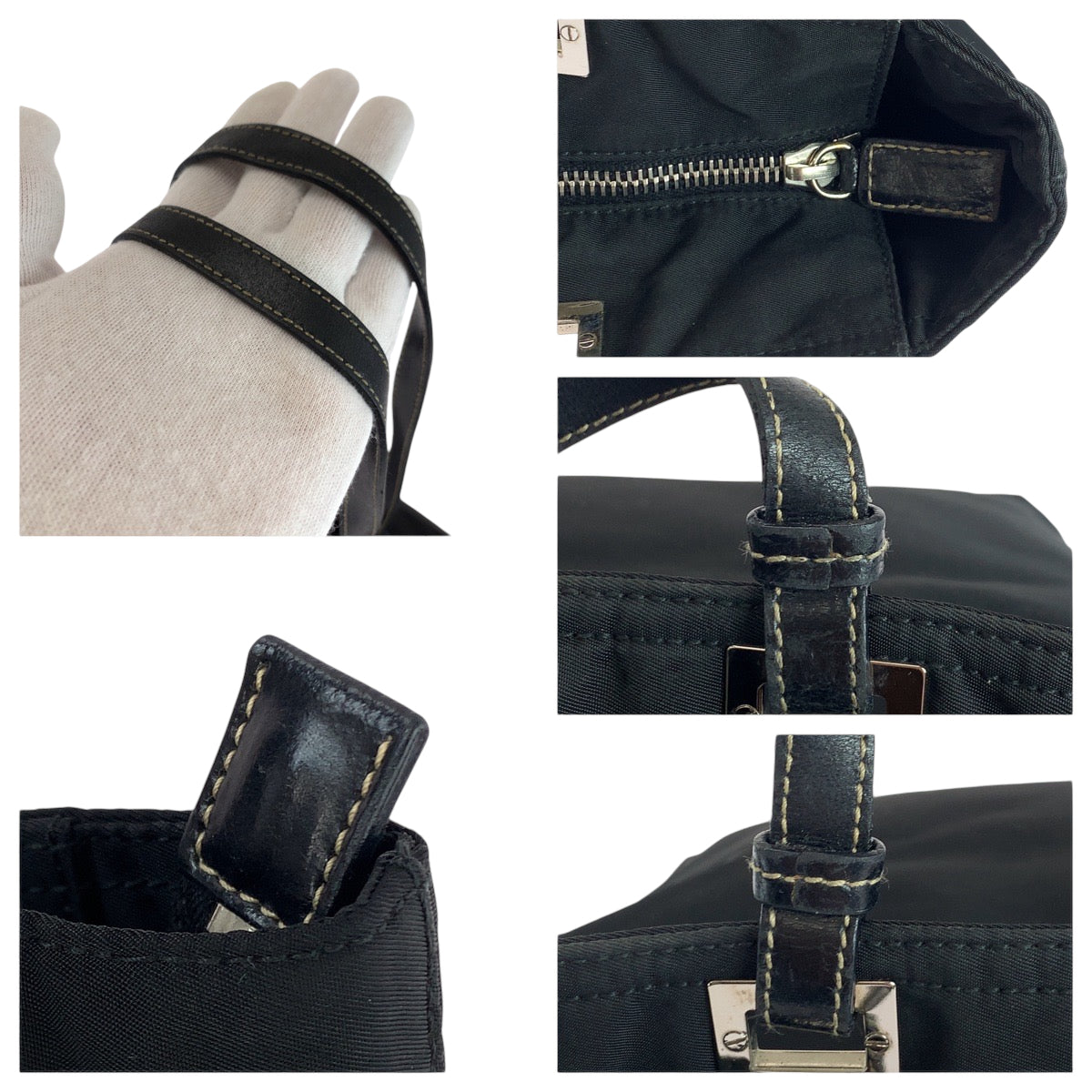 13555
PRADA プラダ テスート 三角ロゴプレート ブラック 黒 シルバー金具 ナイロン トートバッグ ショルダーバッグ  レディース ABP39