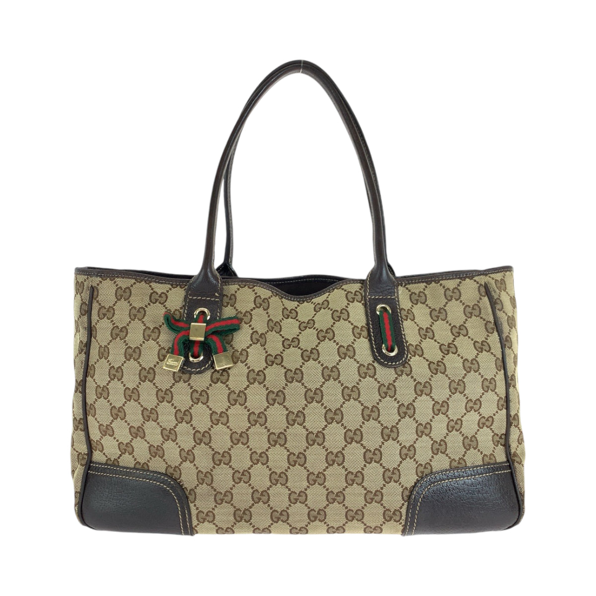 13556
GUCCI グッチ プリンシー シェリーライン リボン ブラウン ゴールド金具 GGキャンバス 165805 トートバッグ ショルダーバッグ  レディース