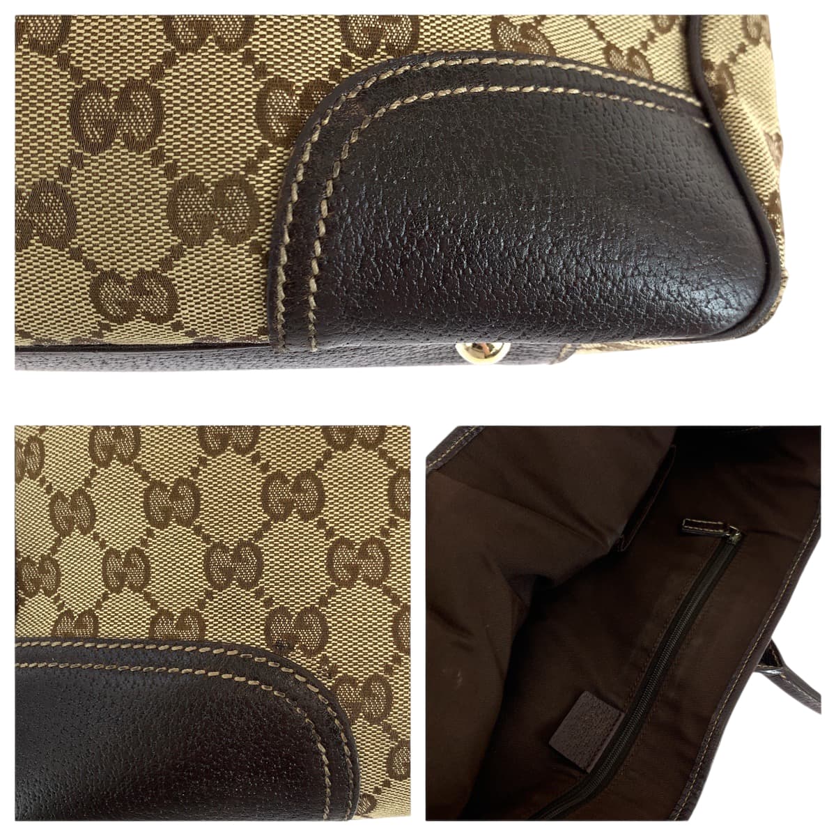 13556
GUCCI グッチ プリンシー シェリーライン リボン ブラウン ゴールド金具 GGキャンバス 165805 トートバッグ ショルダーバッグ  レディース