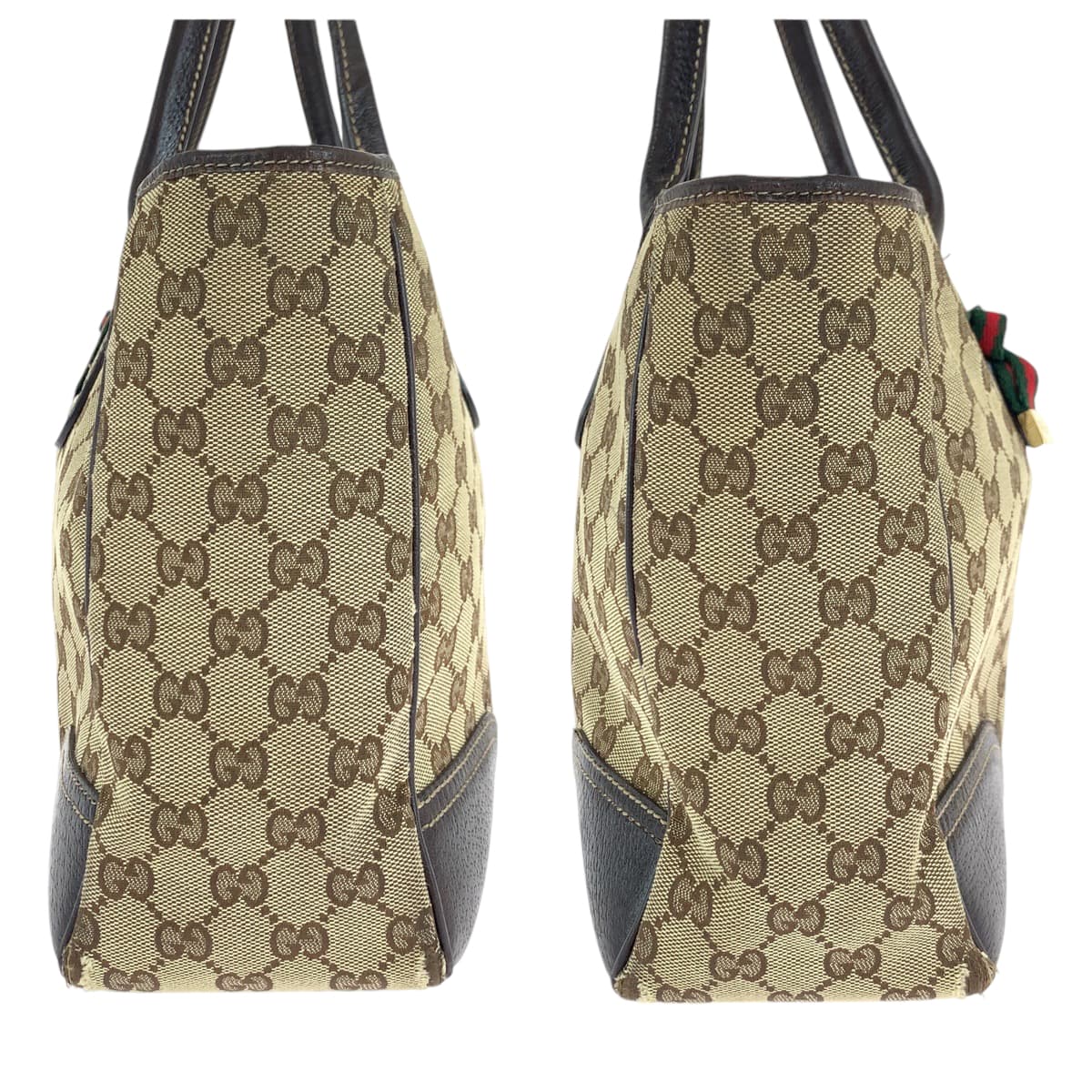 13556
GUCCI グッチ プリンシー シェリーライン リボン ブラウン ゴールド金具 GGキャンバス 165805 トートバッグ ショルダーバッグ  レディース