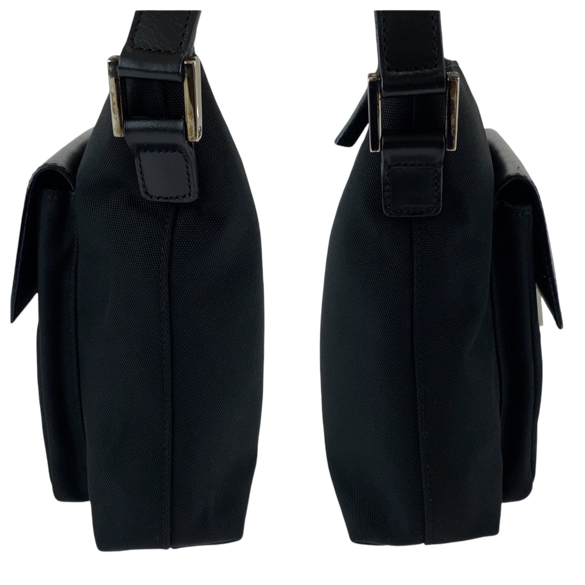 13557
GUCCI グッチ 男女兼用 ブラック 黒 シルバー金具 キャンバス / レザー ワンショルダーバッグ ポシェット  メンズ