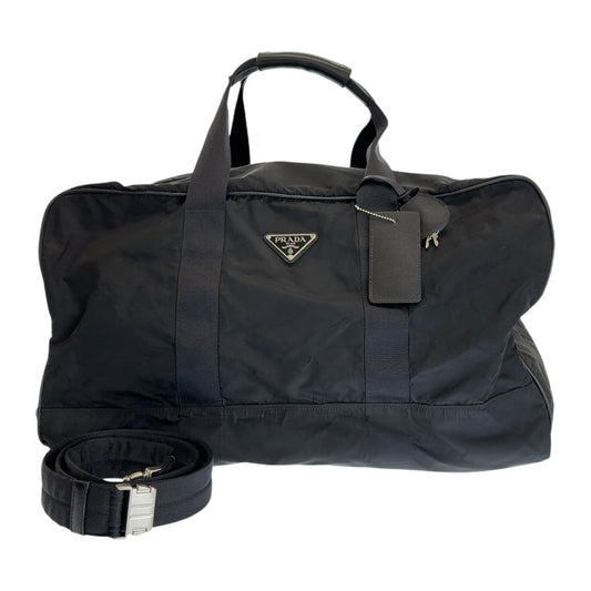12799
PRADA プラダ 三角ロゴプレート ブラック 黒 シルバー金具 ナイロン ボストンバッグ 男女兼用  メンズ