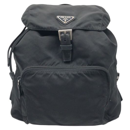 13557
PRADA プラダ テスート 三角ロゴ ブラック 黒 ナイロン リュックサック バックパック  レディース
