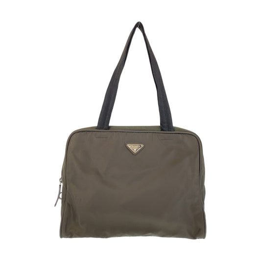 13558
PRADA プラダ テスート 三角ロゴプレート ブラウン シルバー金具 ナイロン トートバッグ ショルダーバッグ  レディース