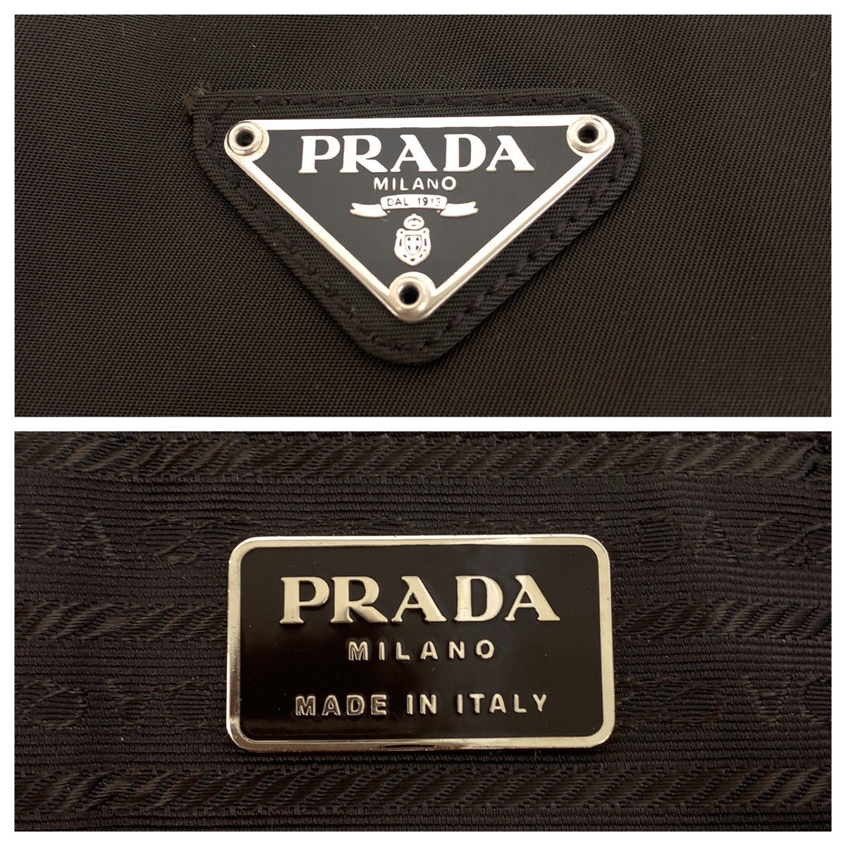 13558
PRADA プラダ テスート 三角ロゴプレート ブラウン シルバー金具 ナイロン トートバッグ ショルダーバッグ  レディース