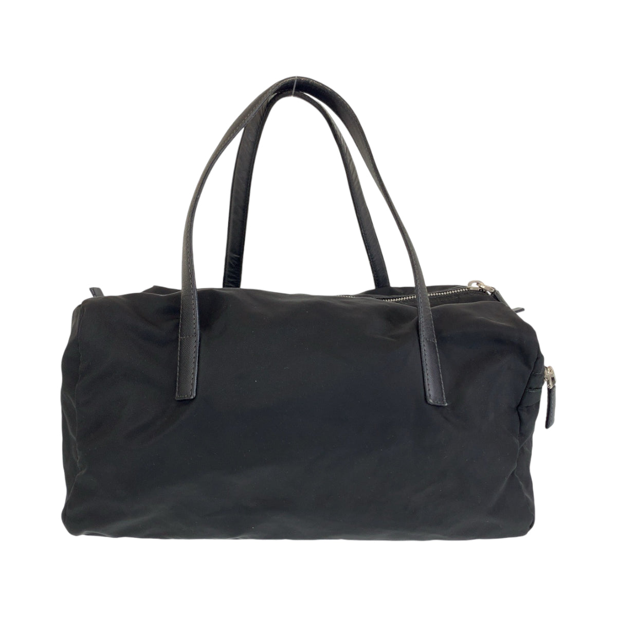 12820
PRADA プラダ 三角ロゴプレート ブラック 黒 シルバー金具 ナイロン ボストンバッグ ハンドバッグ  レディース