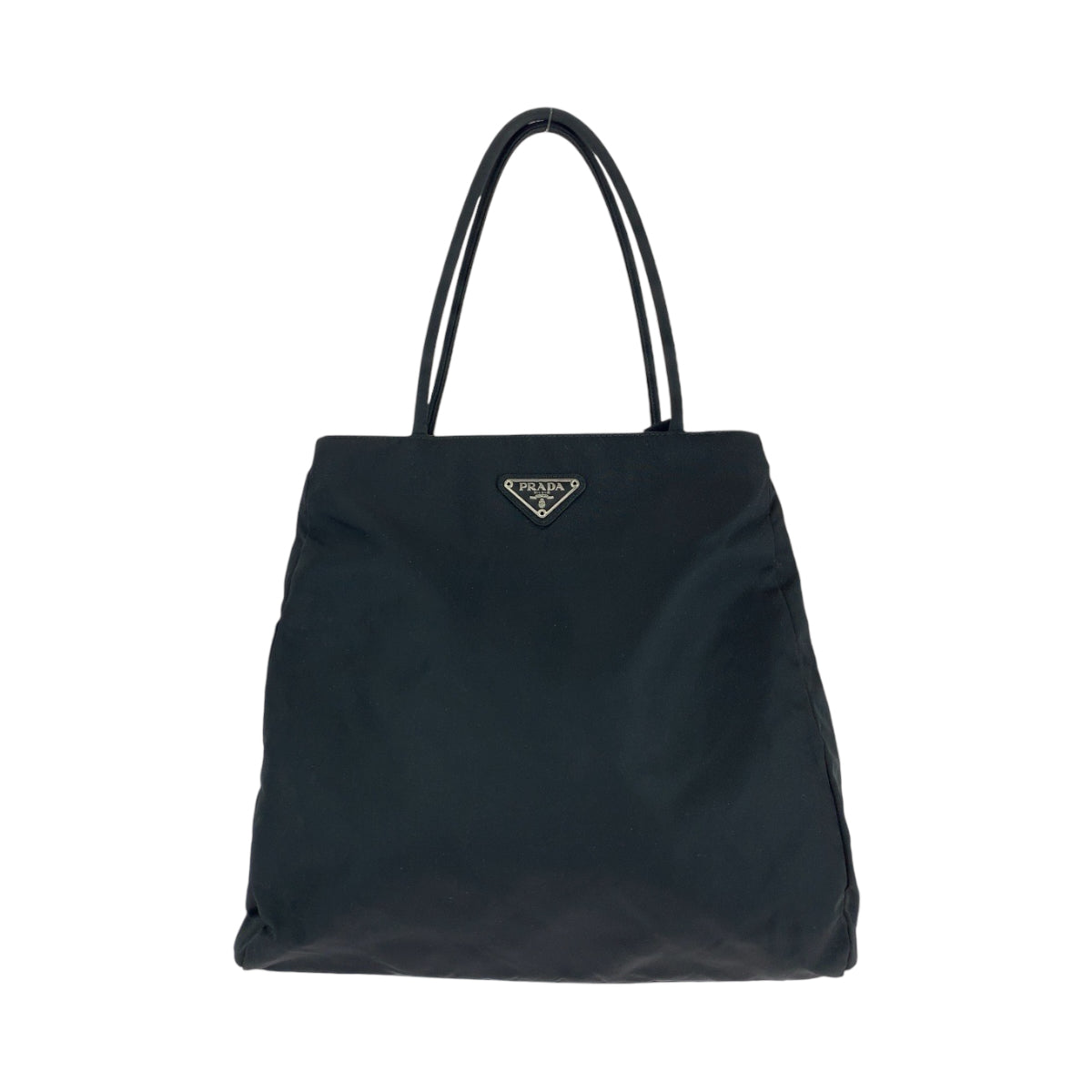 PRADA Prada Tessuto Triangle Logo Plate Black Silver Hardware Nylon Tote Bag Shoulder Bag Women's