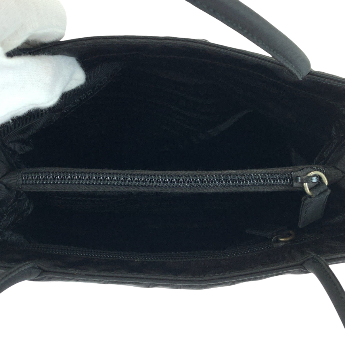 PRADA Prada Tessuto Triangle Logo Plate Black Silver Hardware Nylon Tote Bag Shoulder Bag Women's